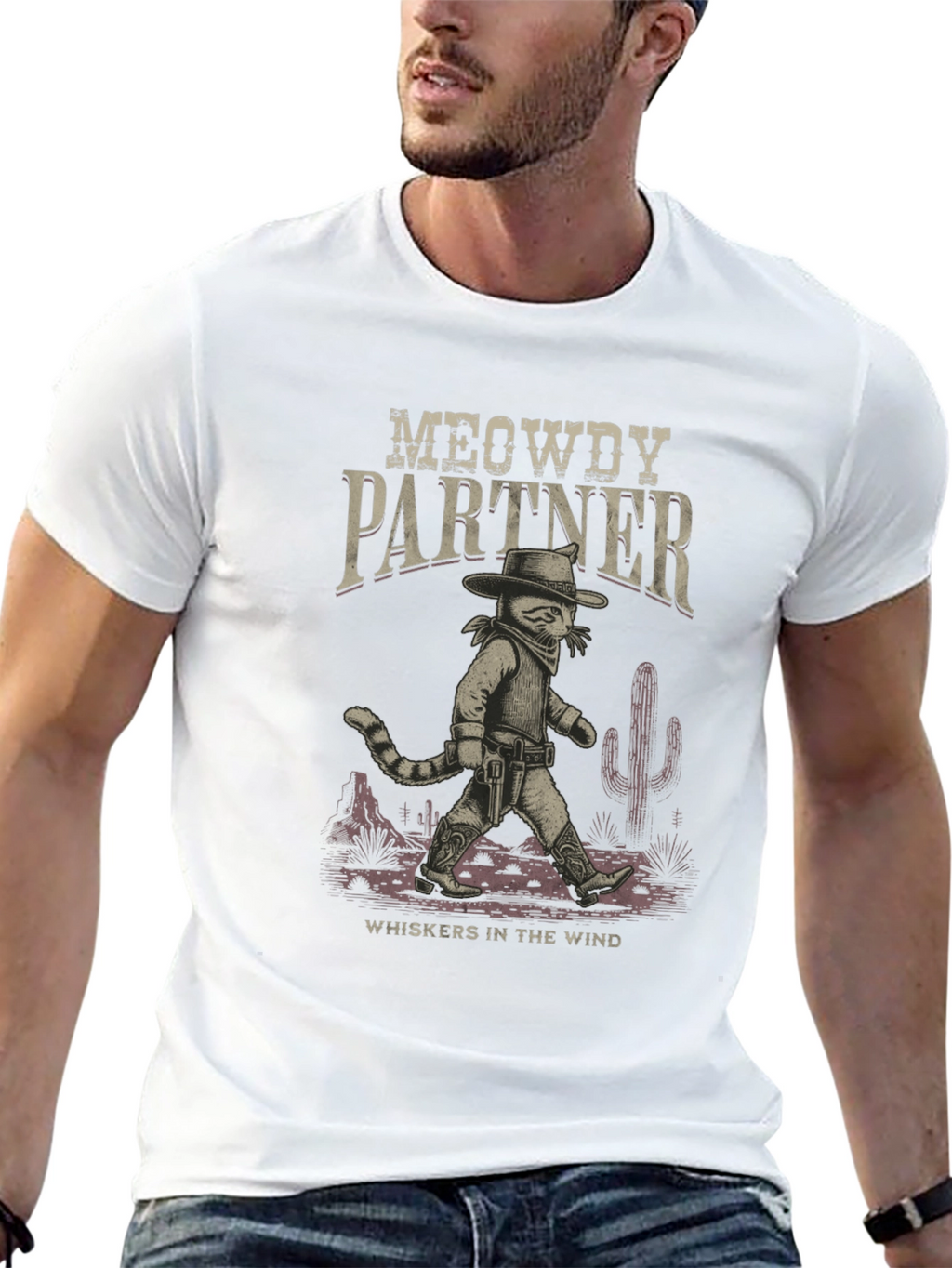 Meowdy Partner Cowboy Cat Graphic T-Shirt