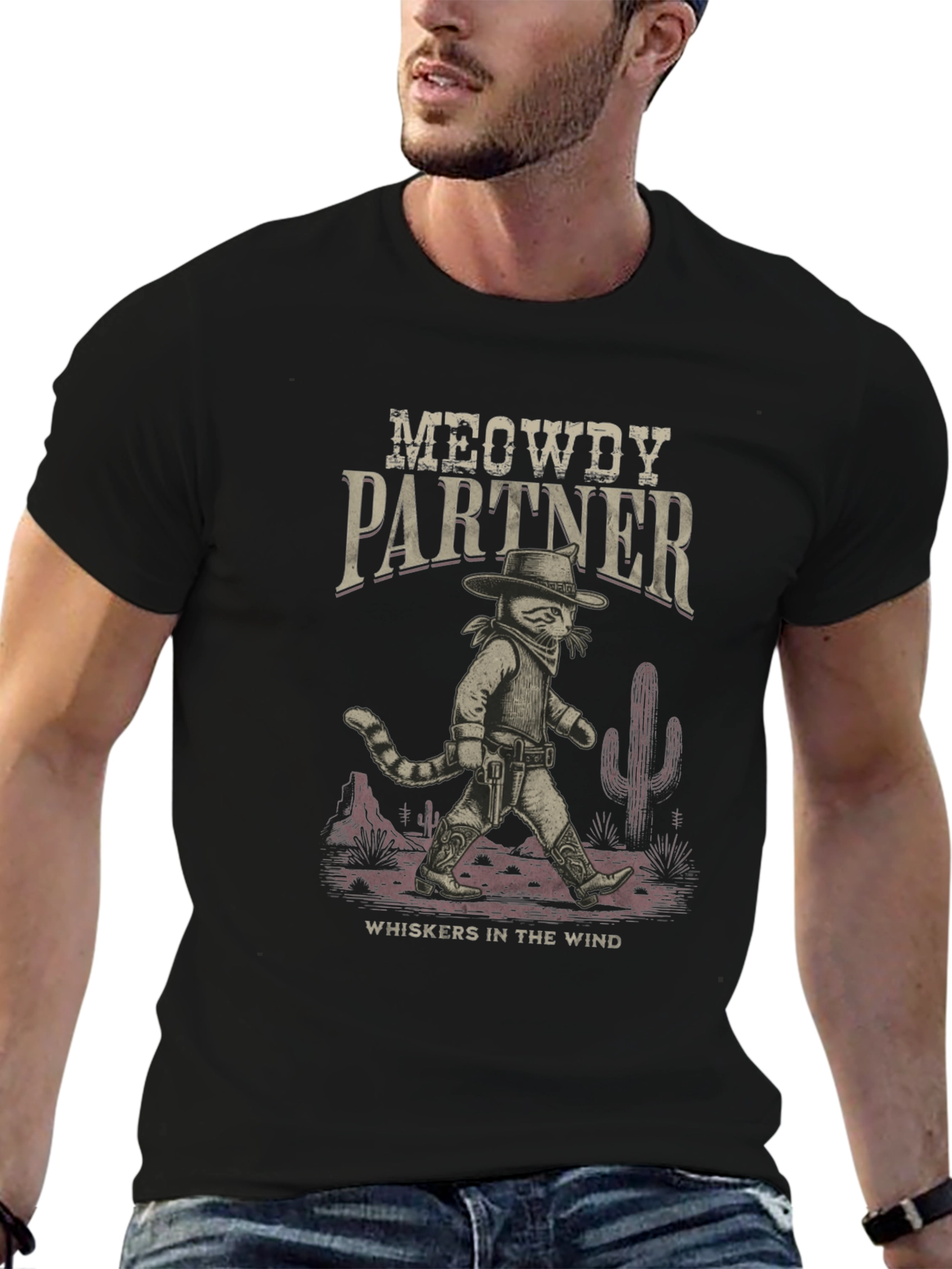 Meowdy Partner Cowboy Cat Graphic T-Shirt