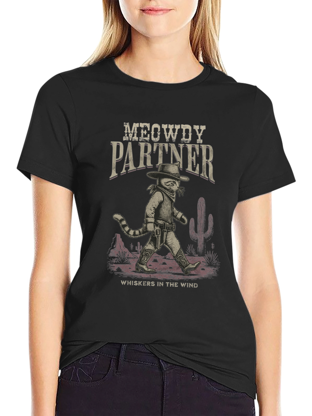 Meowdy Partner Cowboy Cat Graphic T-Shirt