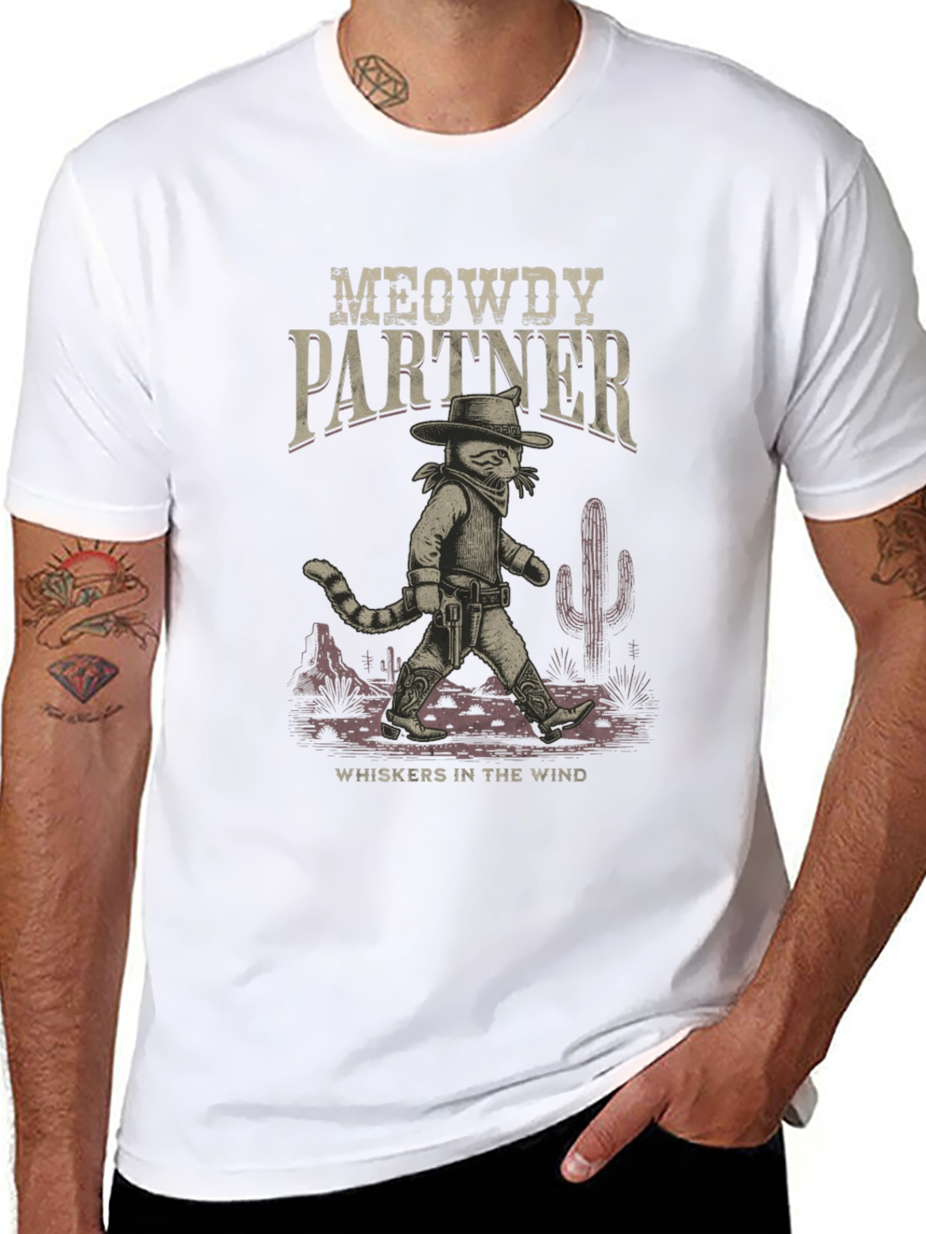Meowdy Partner Cowboy Cat Graphic T-Shirt