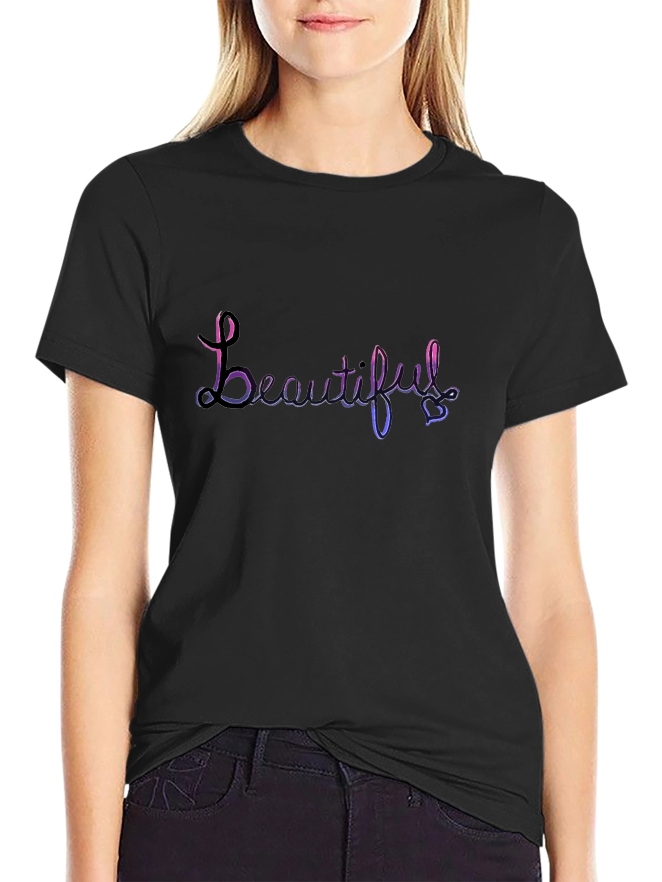 Beautiful Script Black T-Shirt