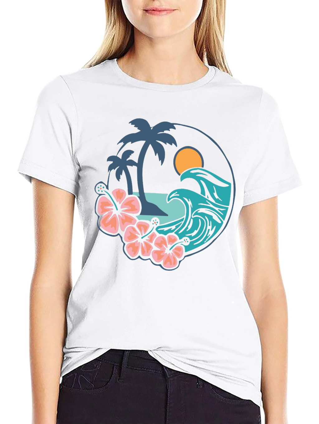 Tropical Vibe T-Shirt - Beach Scene Graphic Tee