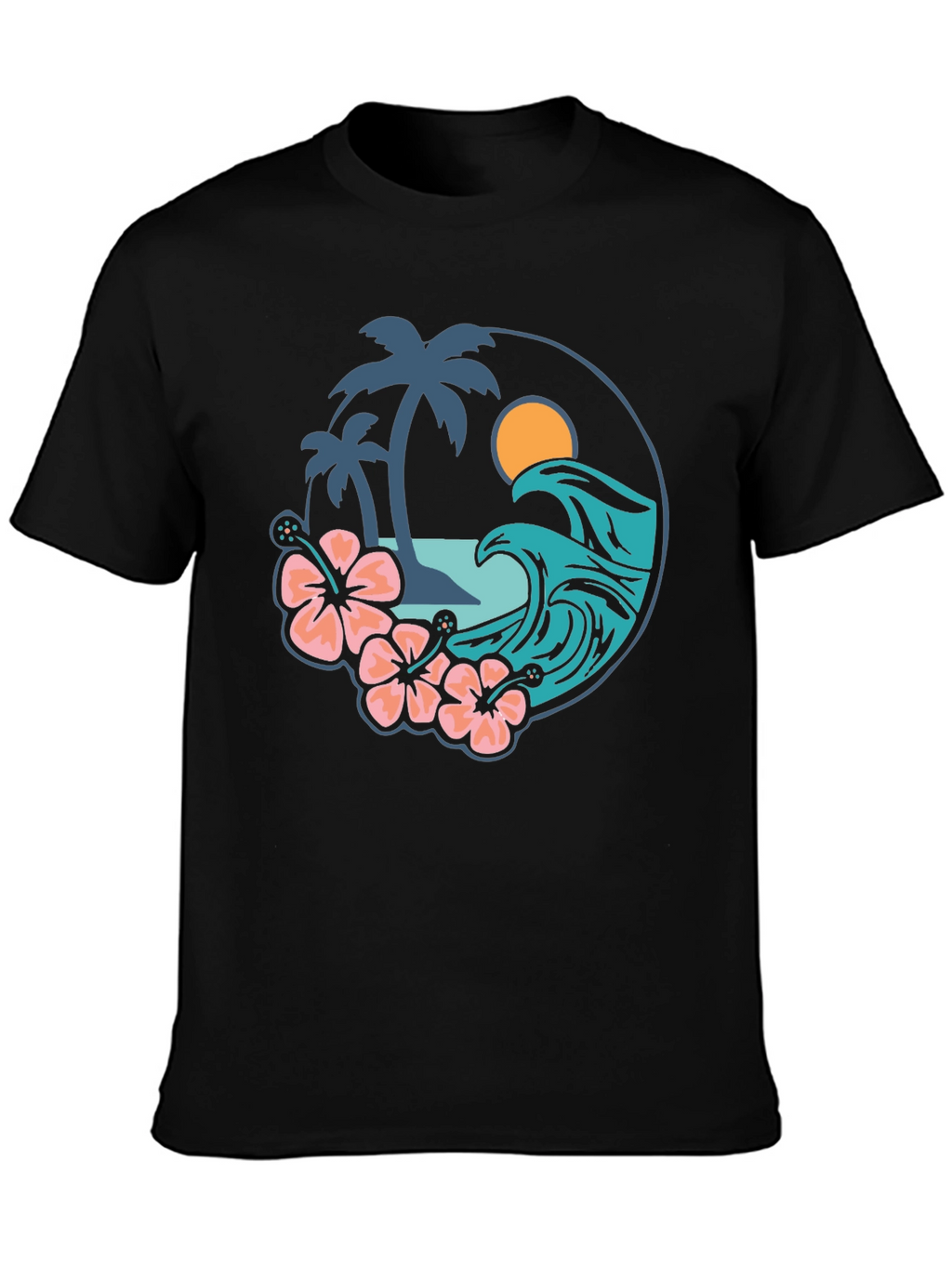 Tropical Vibe T-Shirt - Beach Scene Graphic Tee