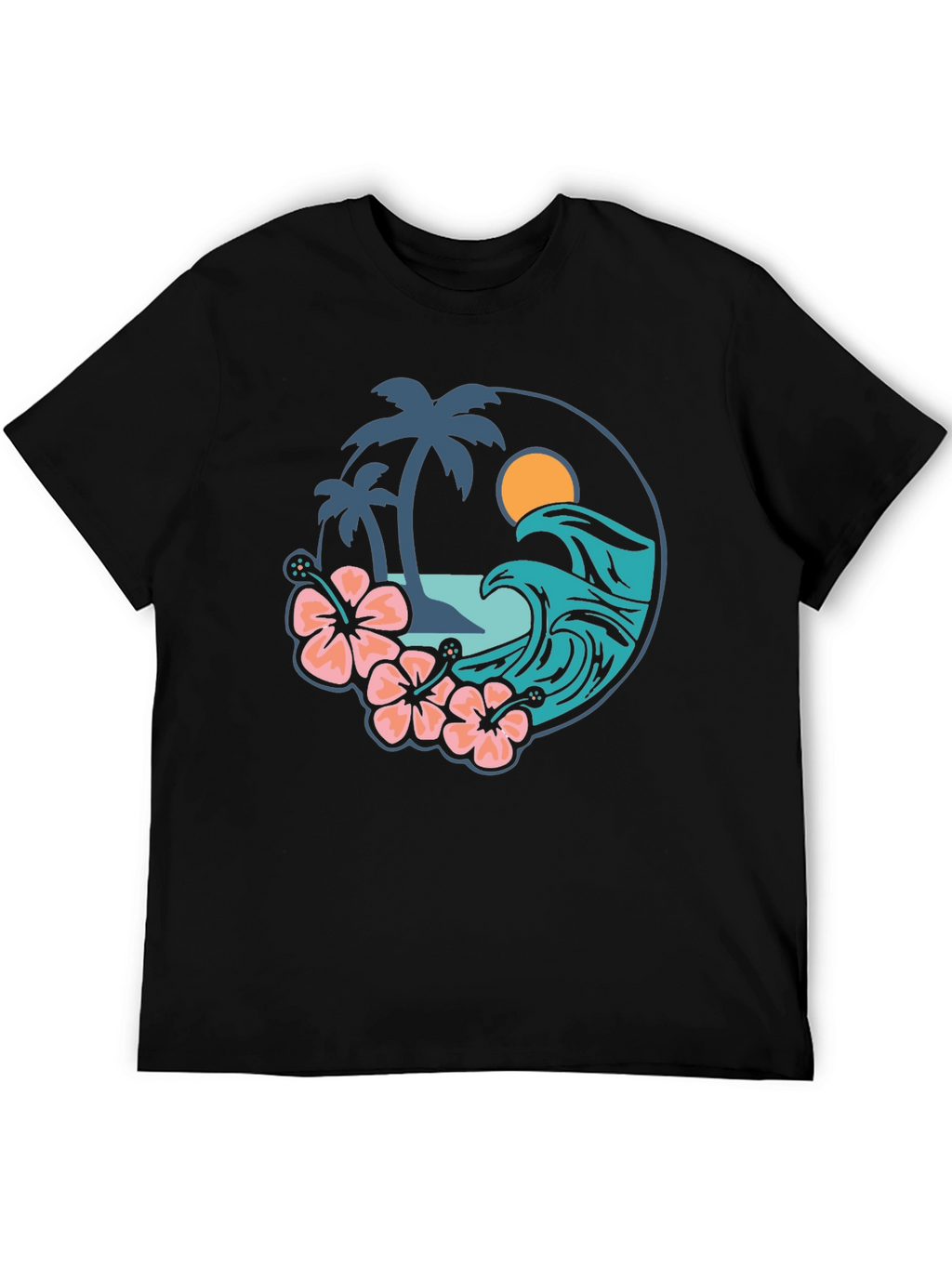 Tropical Vibe T-Shirt - Beach Scene Graphic Tee