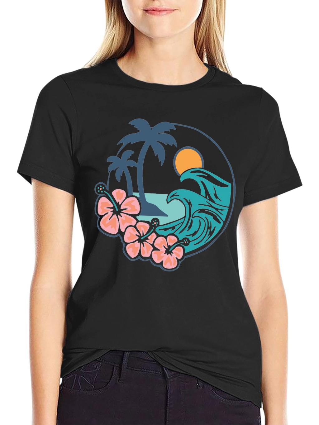 Tropical Vibe T-Shirt - Beach Scene Graphic Tee