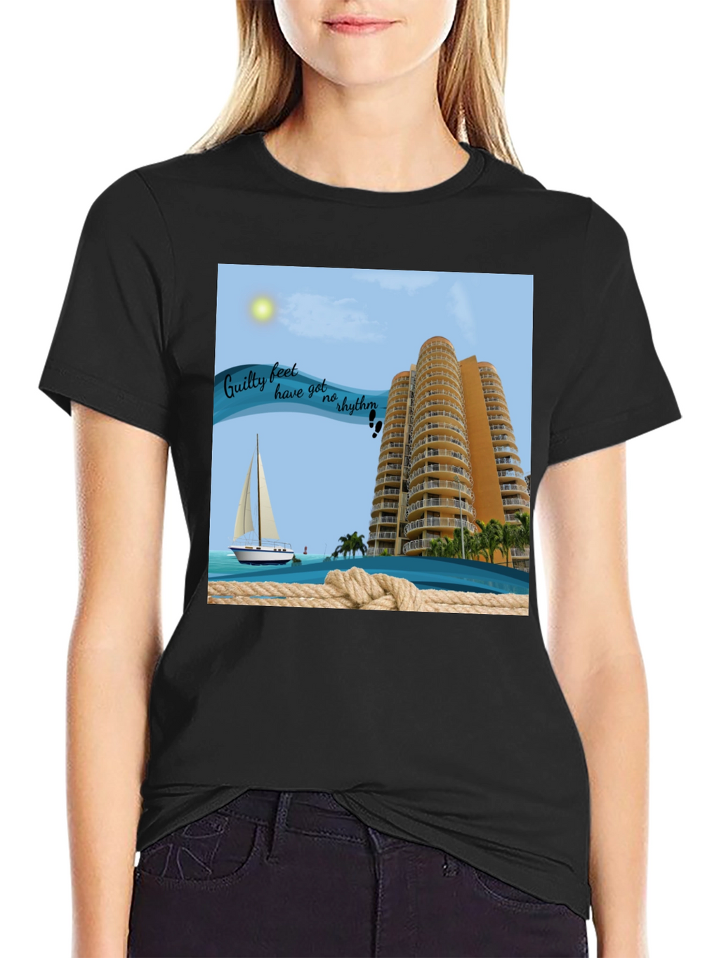 Beach Getaway T-Shirt: Sailboat & Ocean View Graphic Tee