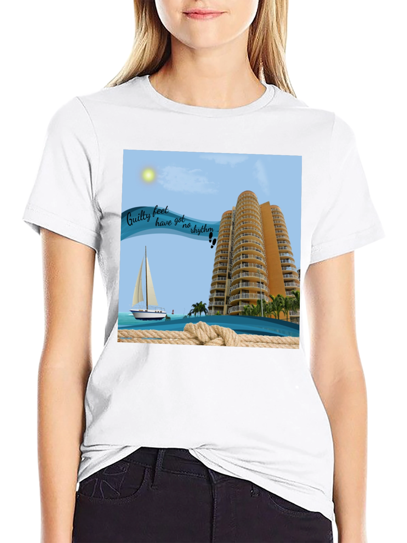 Beach Getaway T-Shirt: Sailboat & Ocean View Graphic Tee