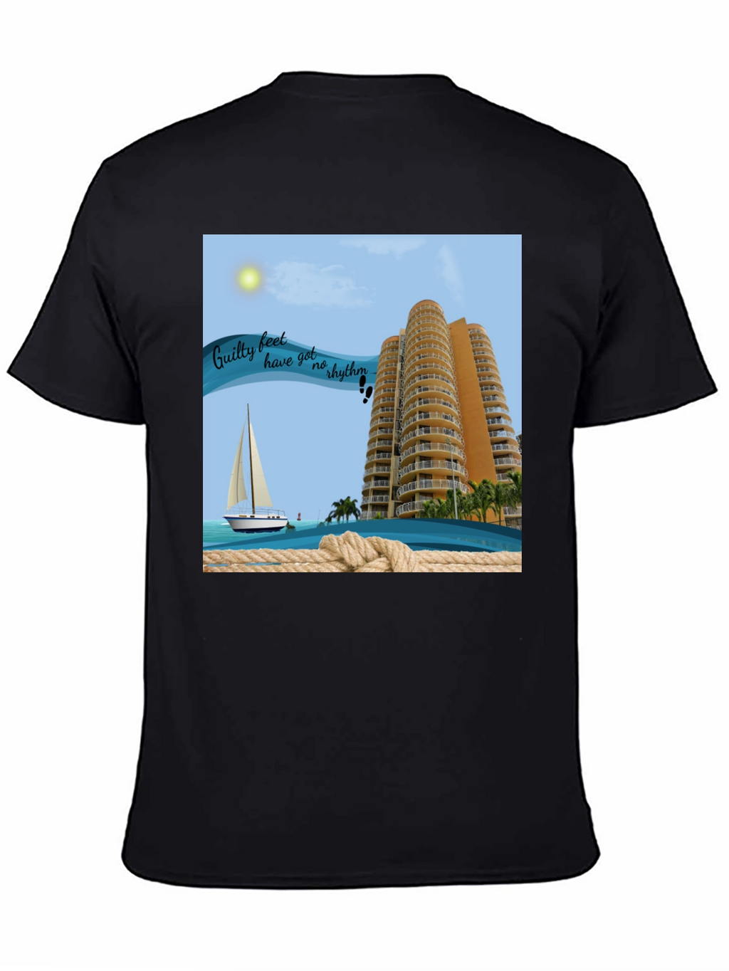 Beach Getaway T-Shirt: Sailboat & Ocean View Graphic Tee