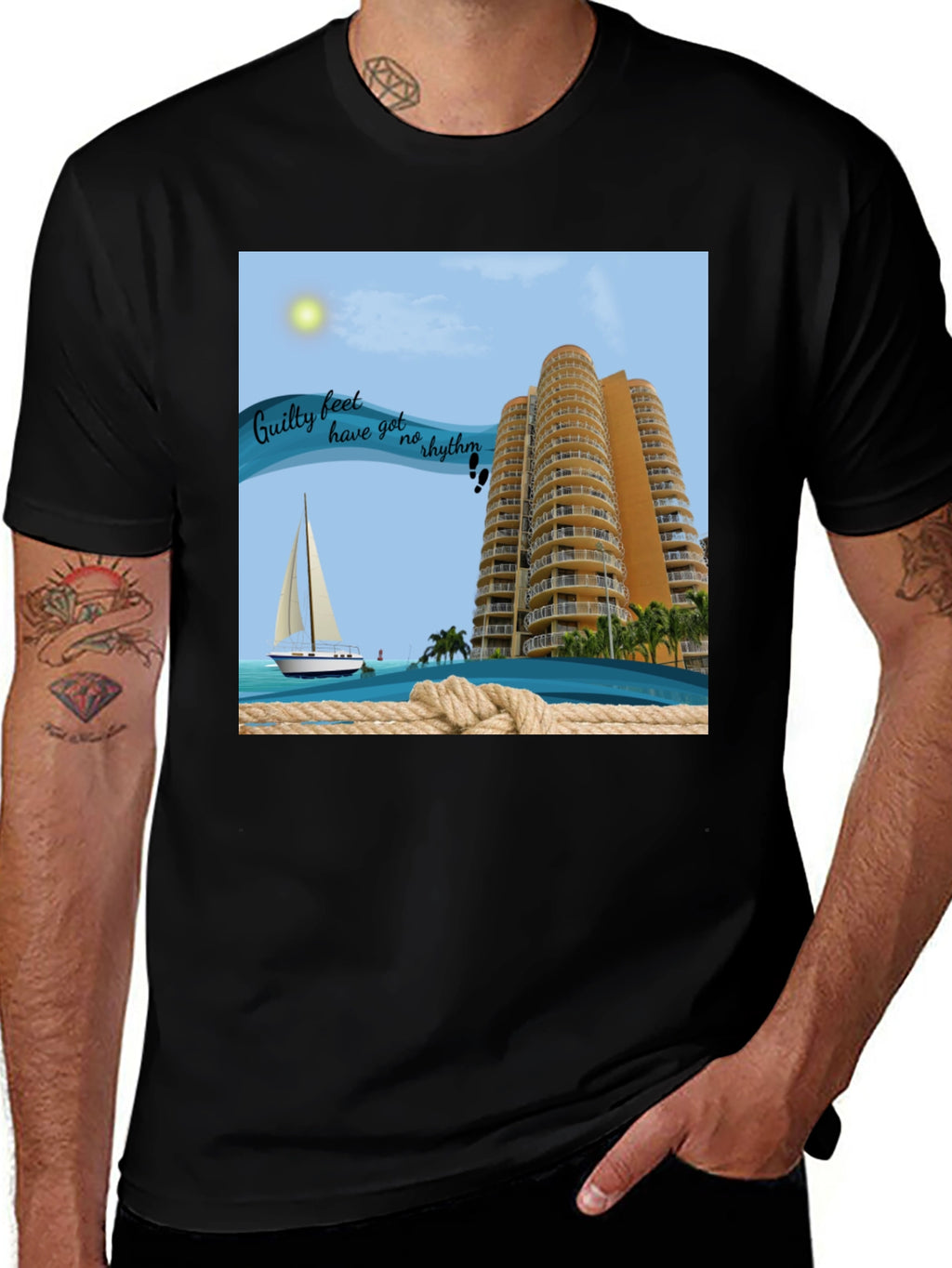 Beach Getaway T-Shirt: Sailboat & Ocean View Graphic Tee