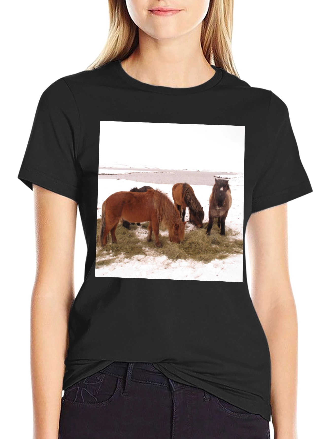 Horse Scene Graphic Tee - Unisex Black T-Shirt