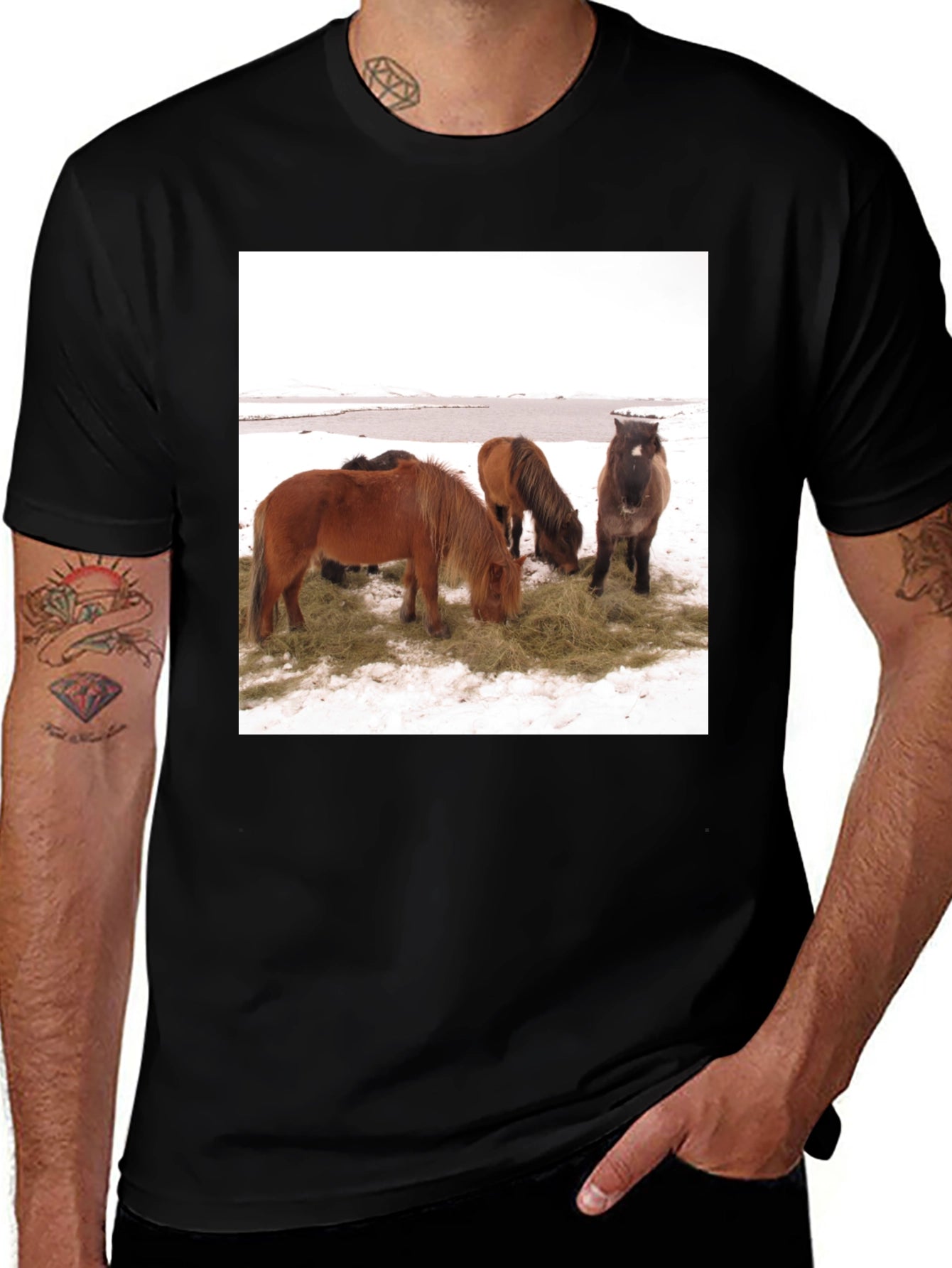 Horse Scene Graphic Tee - Unisex Black T-Shirt