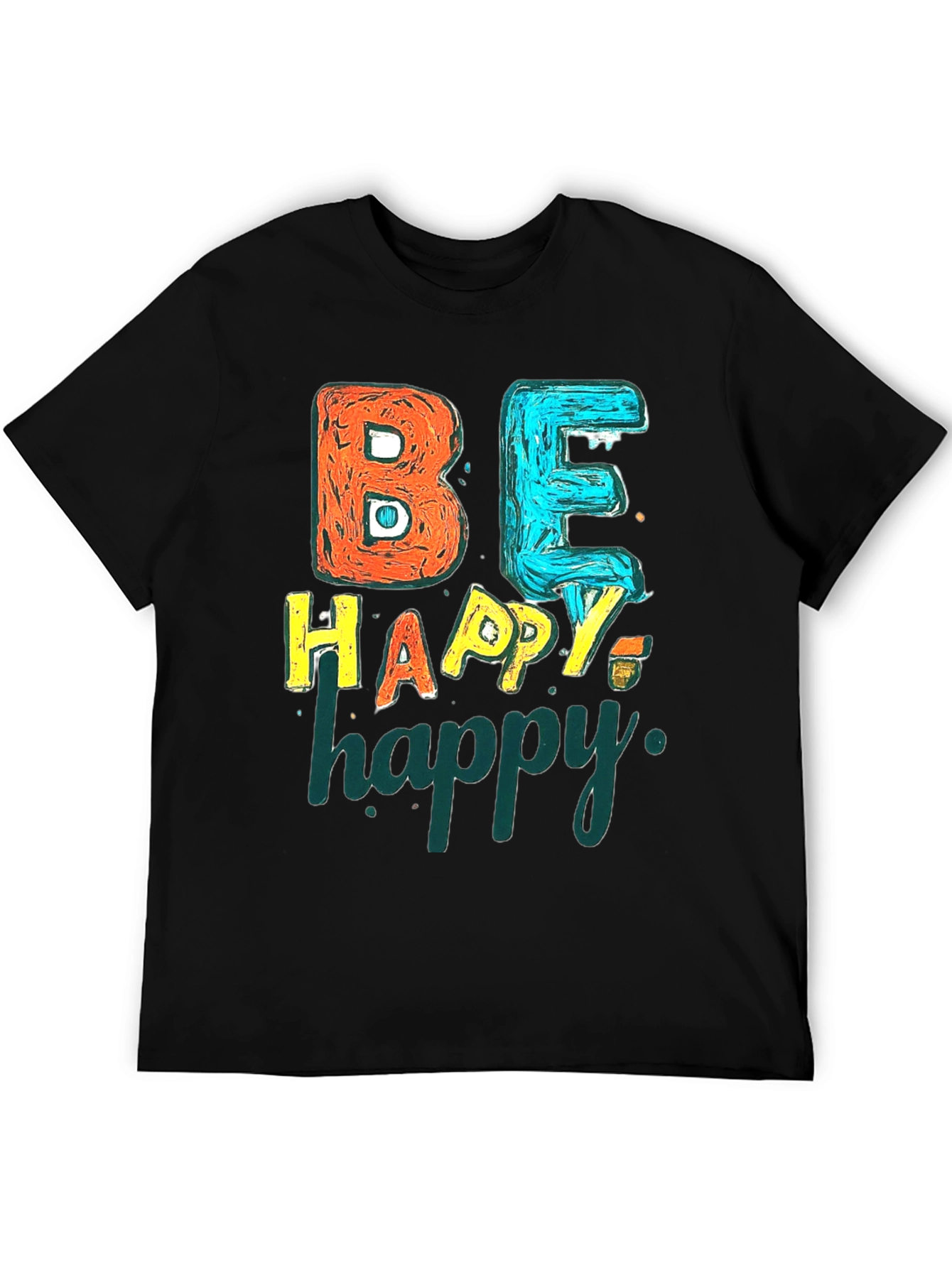 Be Happy Graphic Tee - Black Unisex T-Shirt