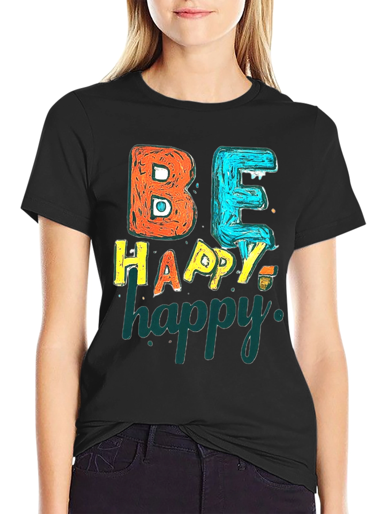 Be Happy Graphic Tee - Black Unisex T-Shirt