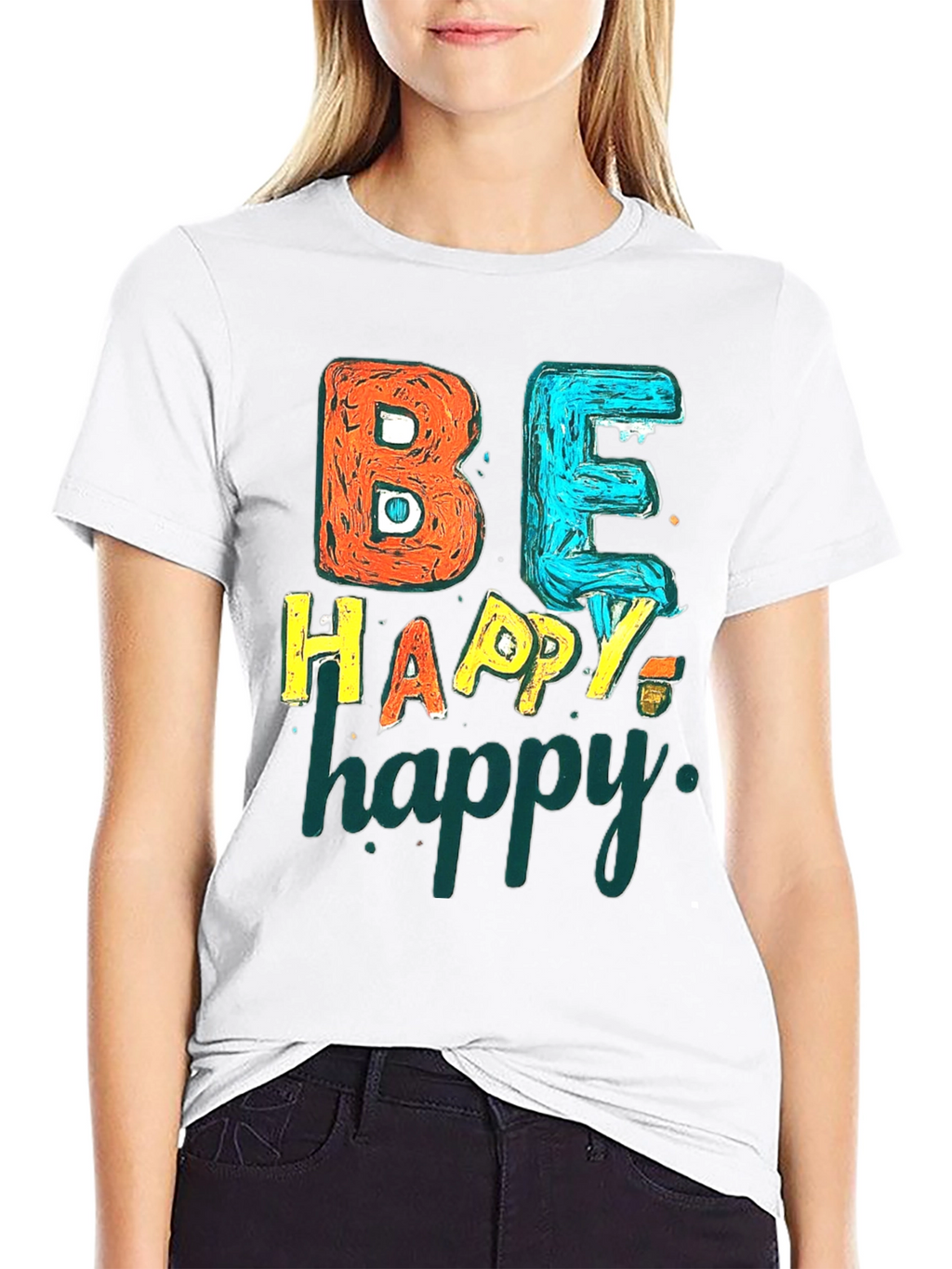 Be Happy Graphic Tee - Black Unisex T-Shirt