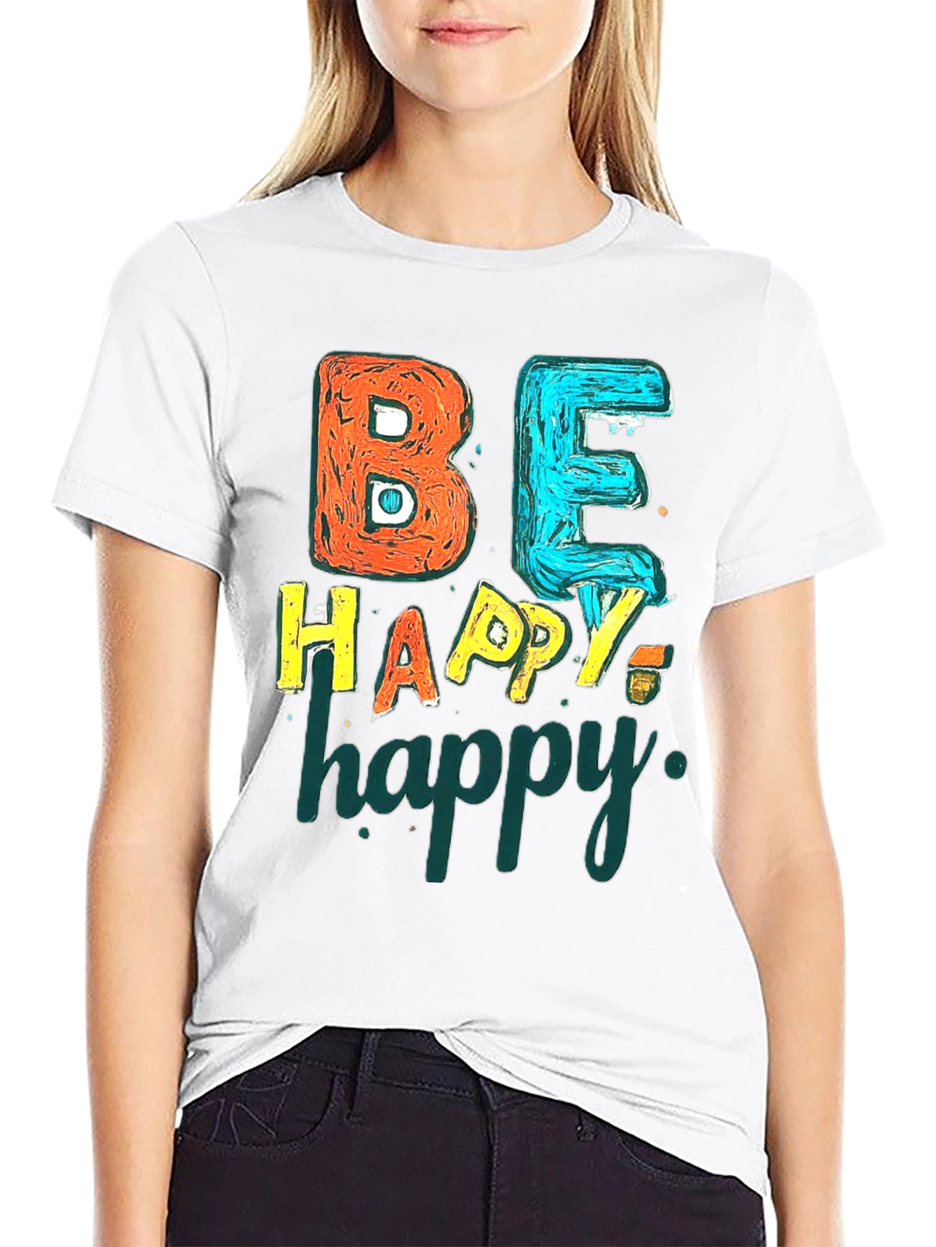 Be Happy Graphic Tee - Black Unisex T-Shirt