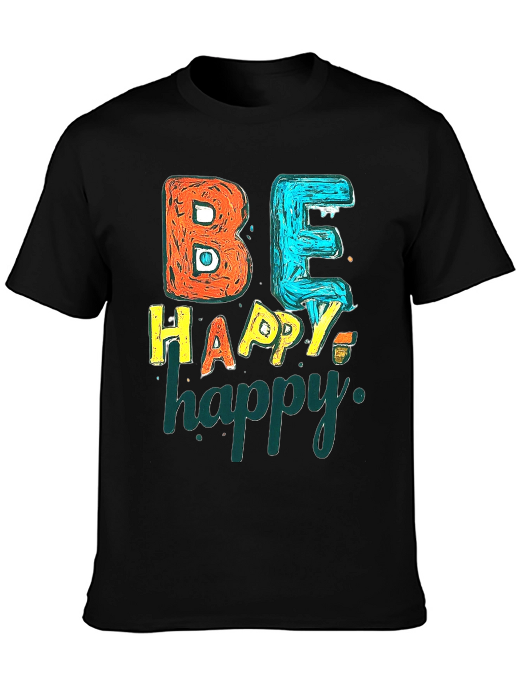 Be Happy Graphic Tee - Black Unisex T-Shirt