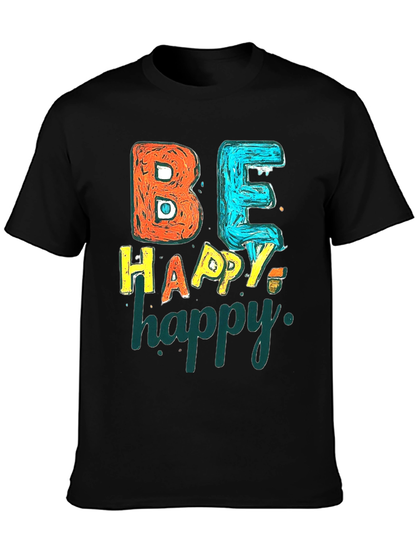Be Happy Graphic Tee - Black Unisex T-Shirt