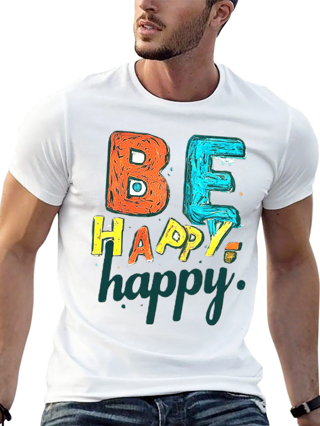 Be Happy Graphic Tee - Black Unisex T-Shirt