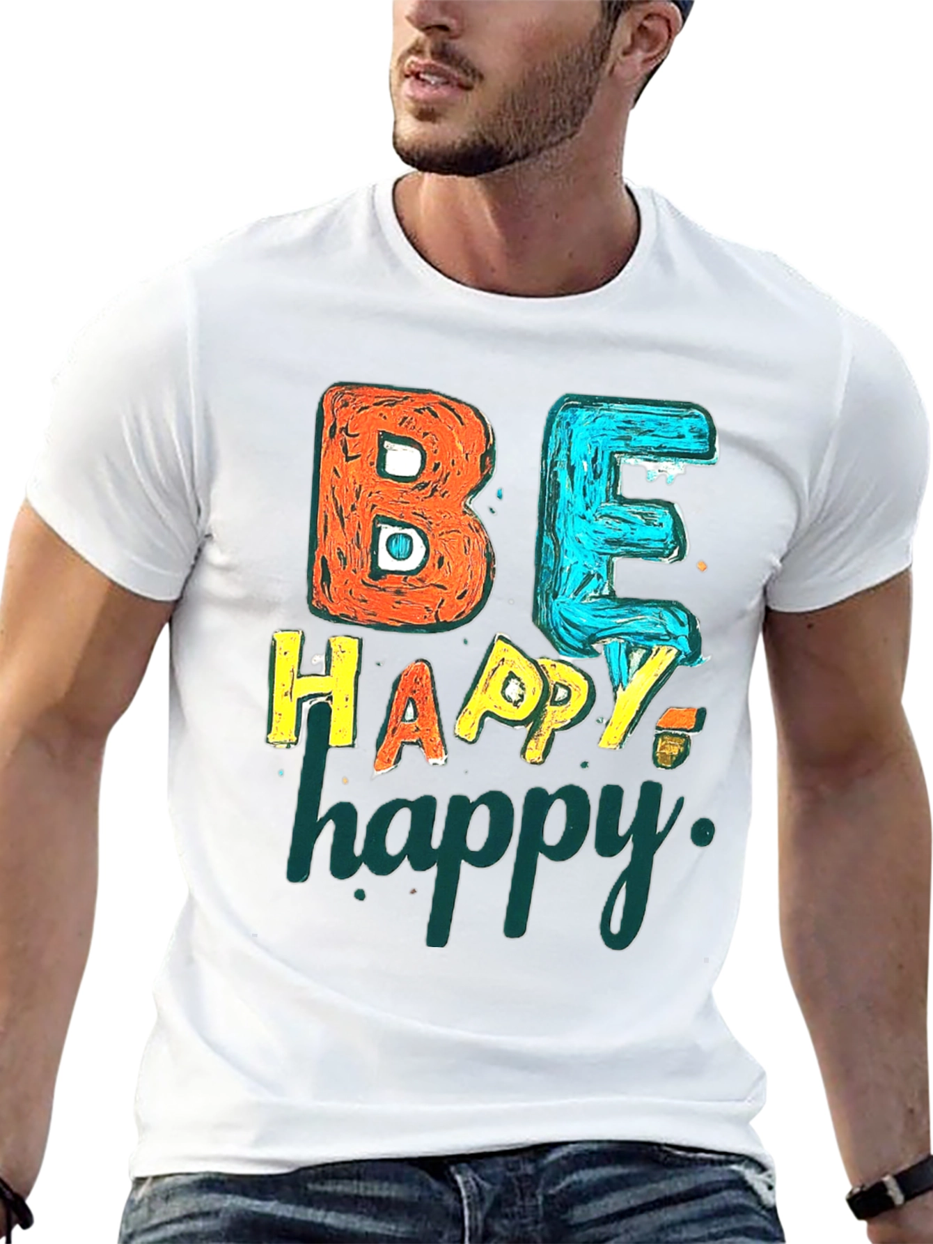 Be Happy Graphic Tee - Black Unisex T-Shirt