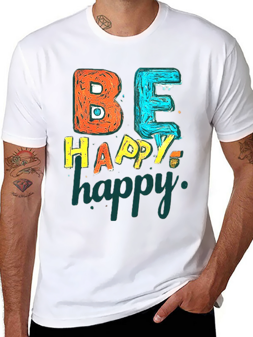 Be Happy Graphic Tee - Black Unisex T-Shirt
