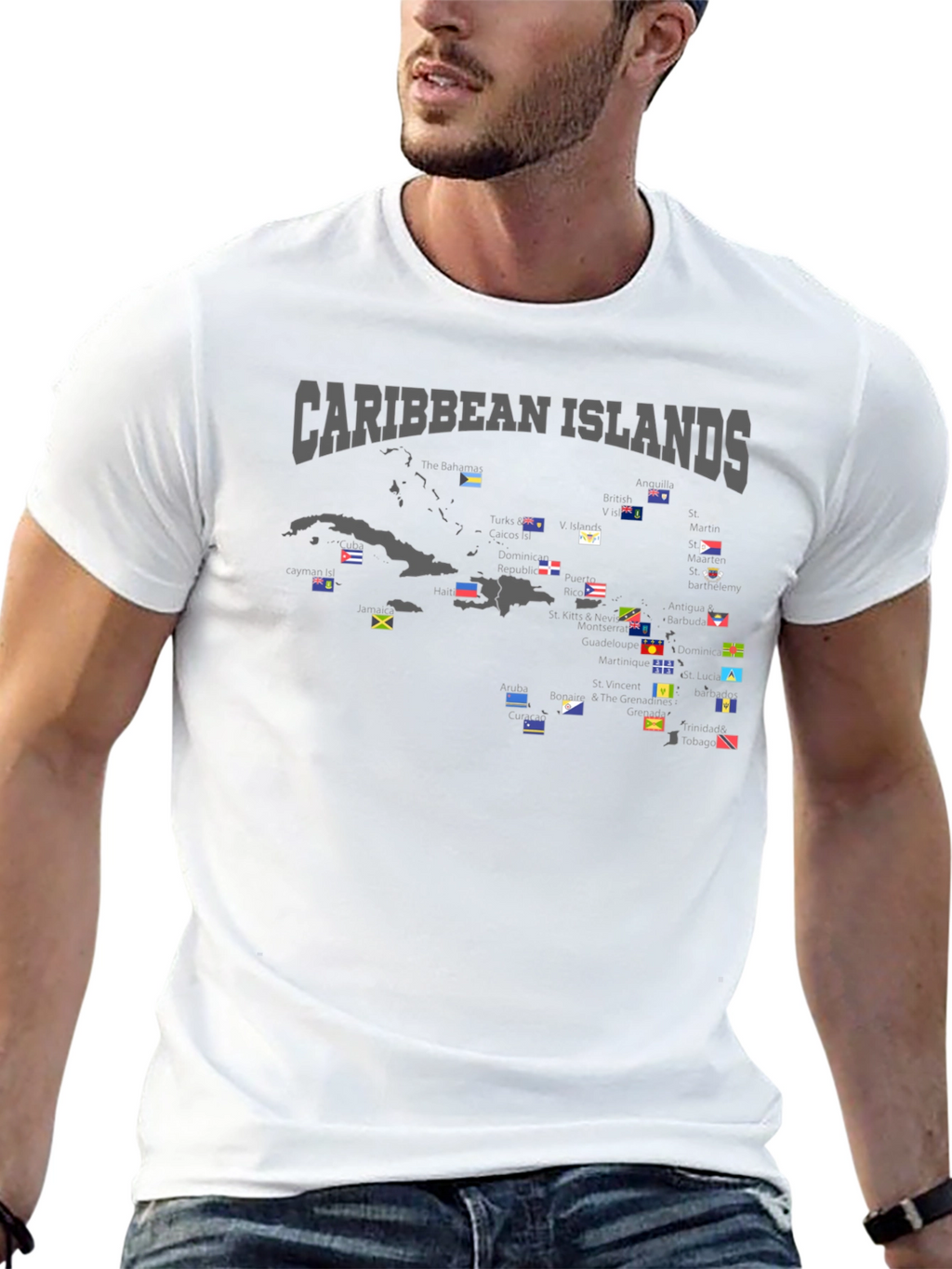 Caribbean Islands Flag Map T-Shirt