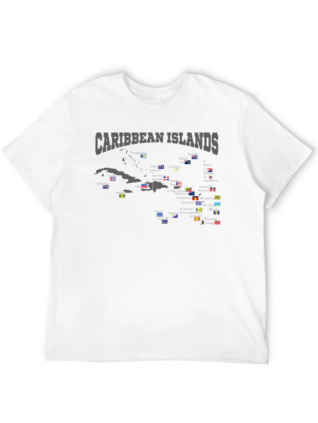 Caribbean Islands Flag Map T-Shirt