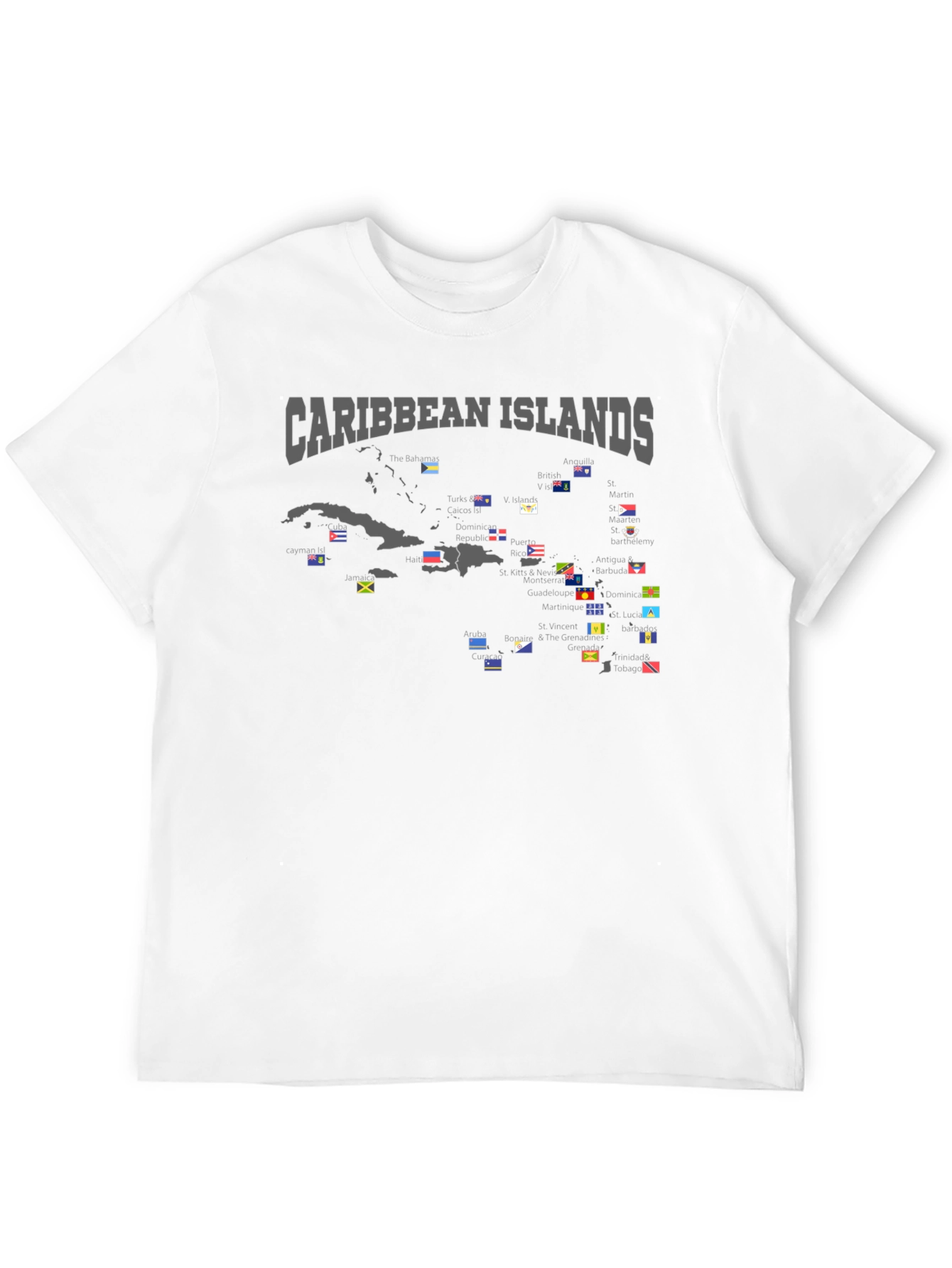 Caribbean Islands Flag Map T-Shirt