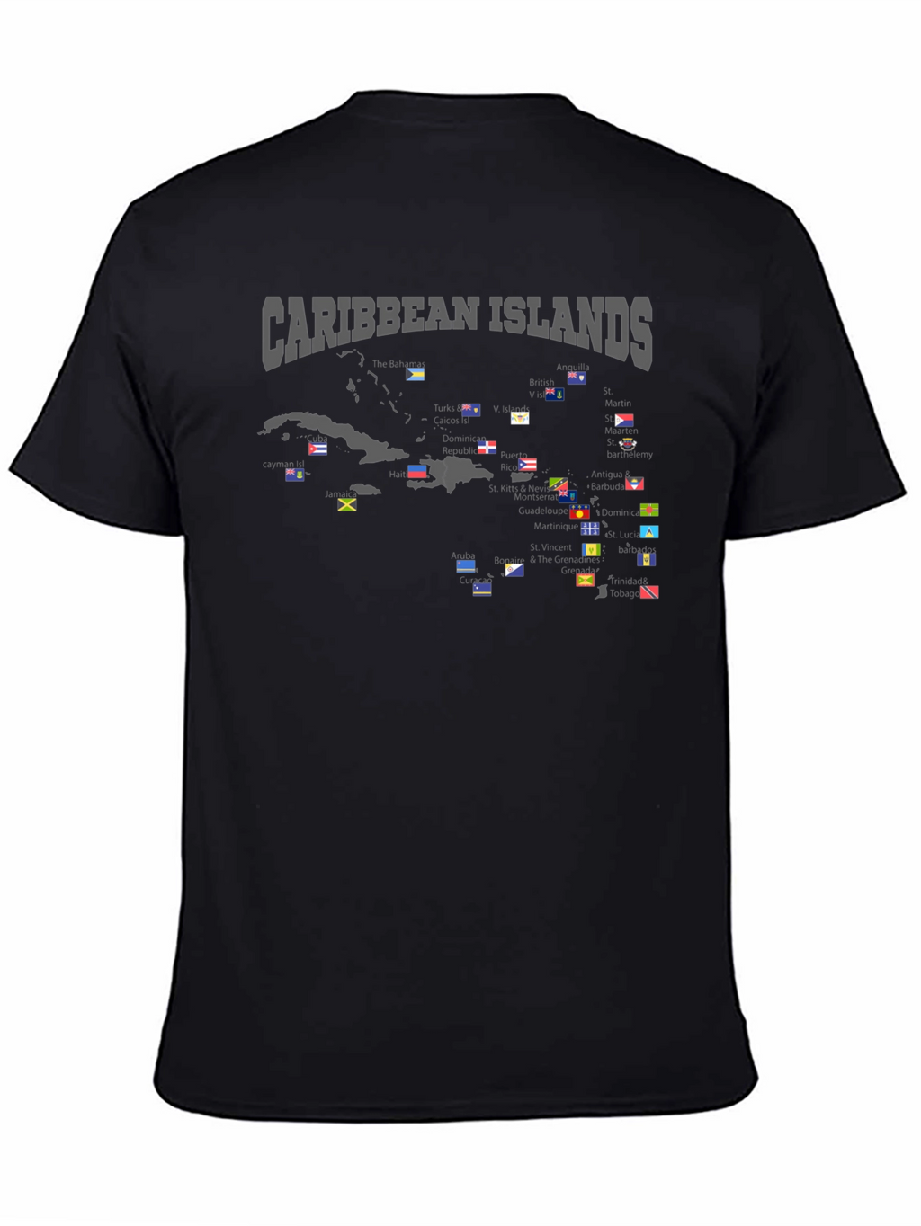 Caribbean Islands Flag Map T-Shirt