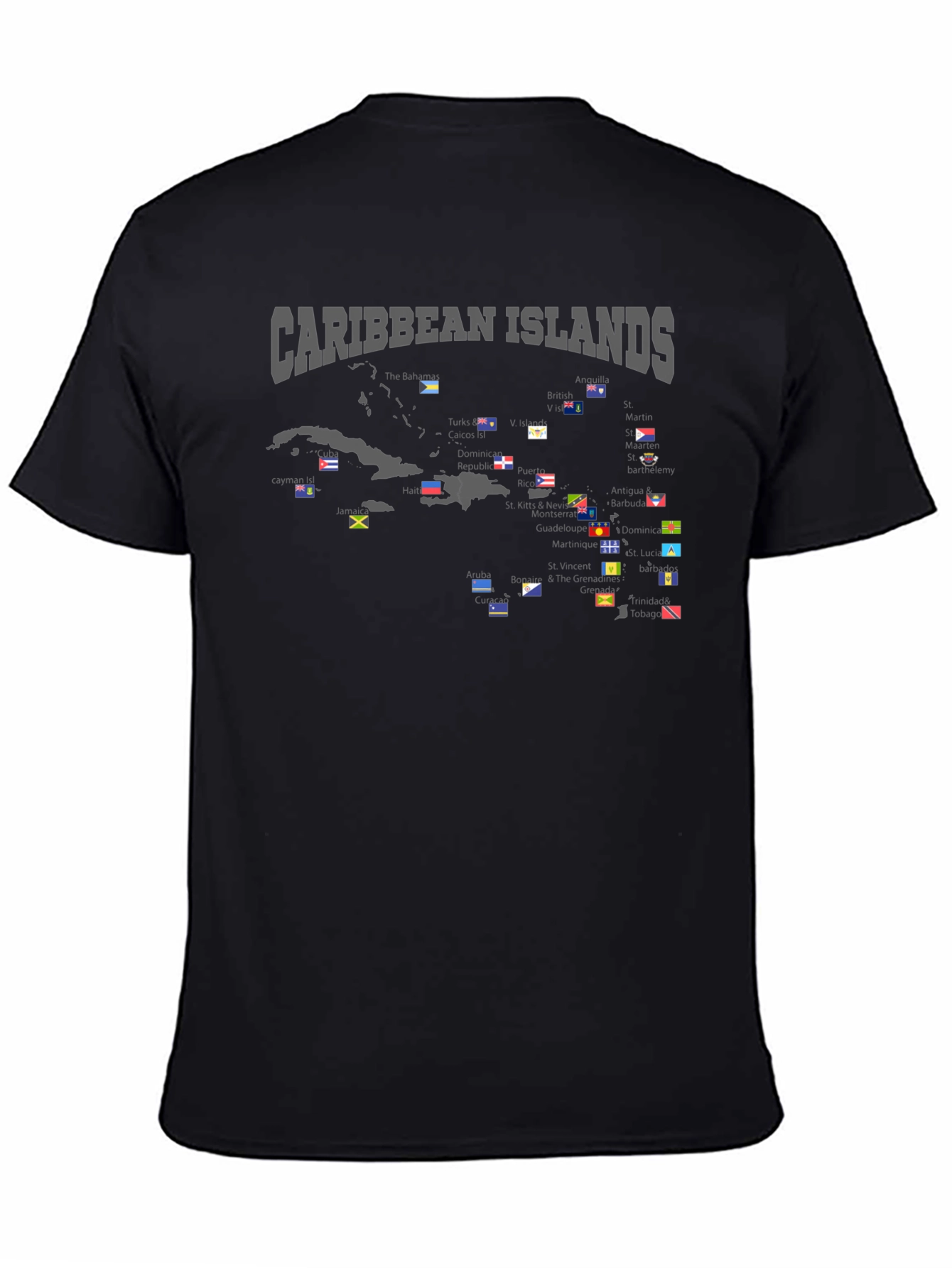 Caribbean Islands Flag Map T-Shirt