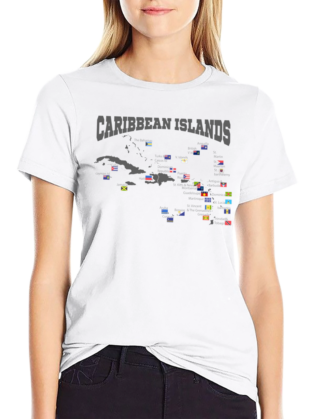 Caribbean Islands Flag Map T-Shirt