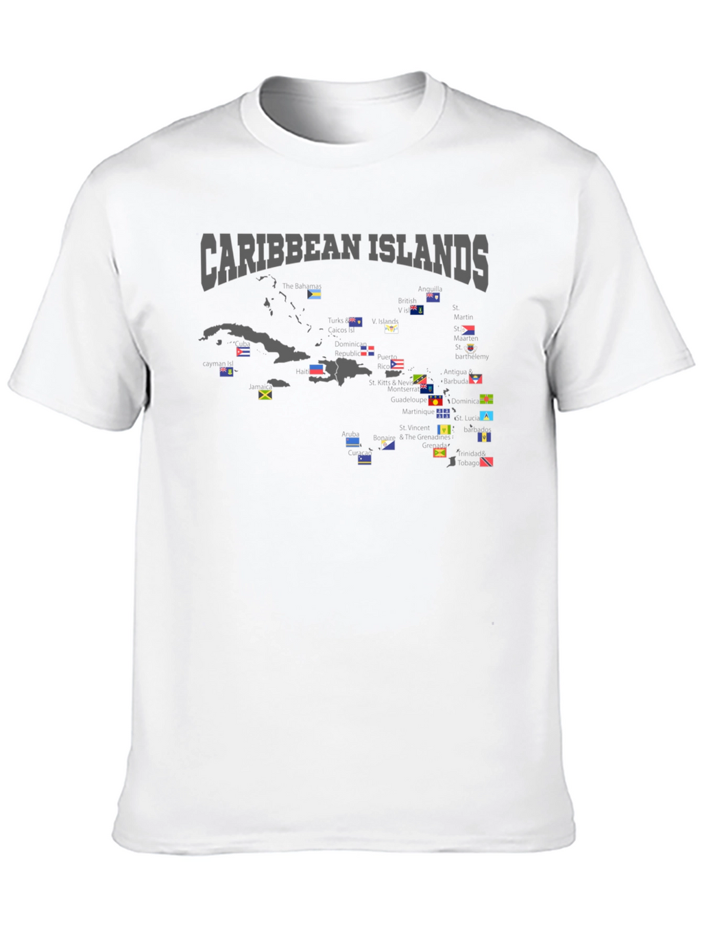 Caribbean Islands Flag Map T-Shirt