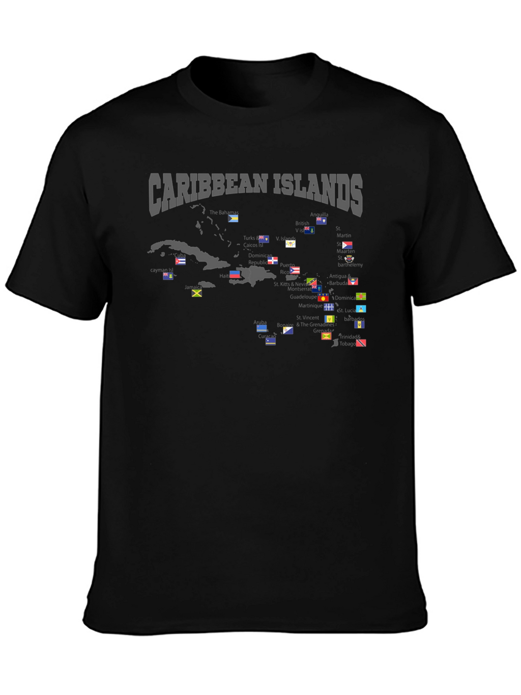 Caribbean Islands Flag Map T-Shirt