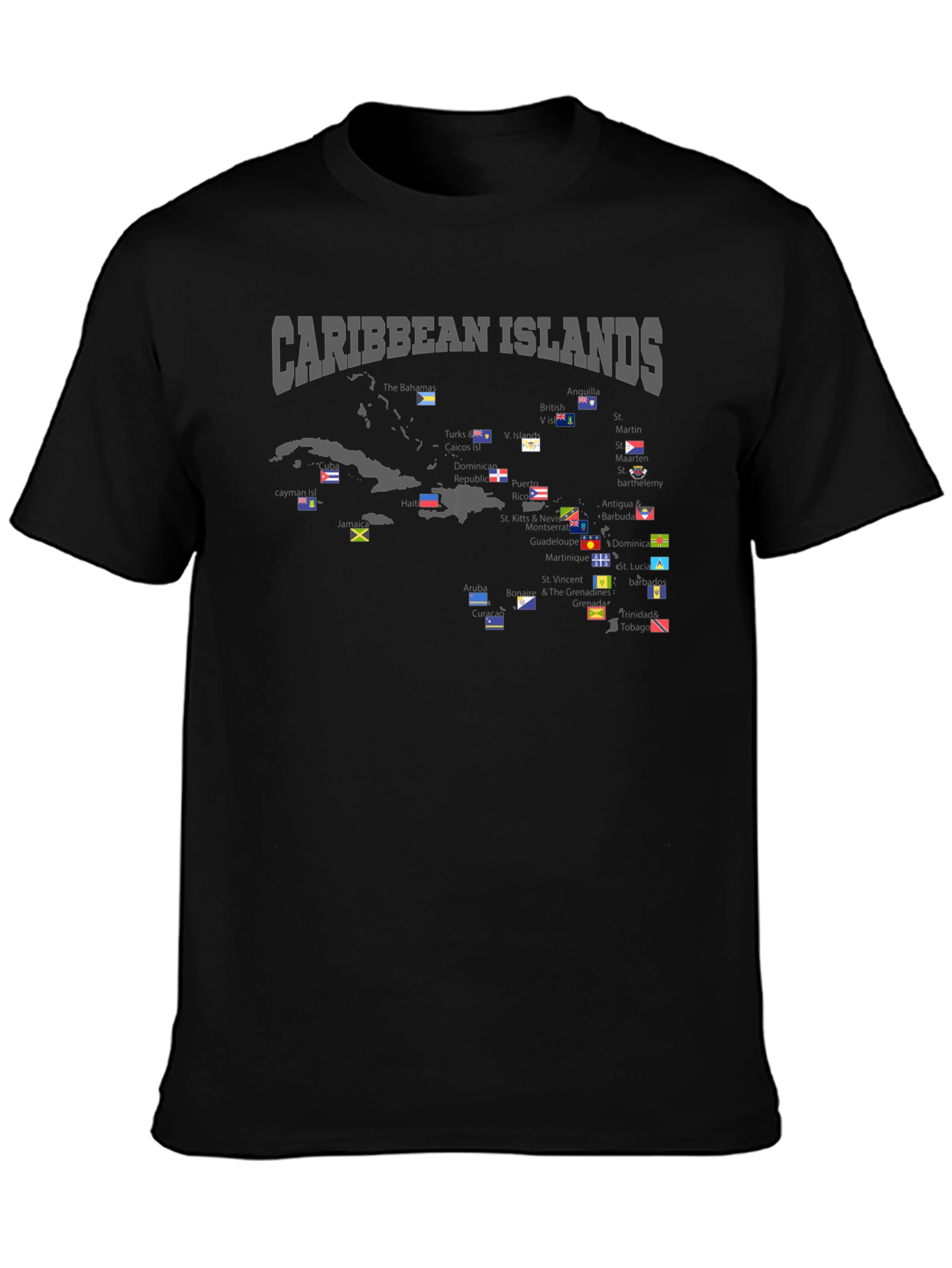 Caribbean Islands Flag Map T-Shirt