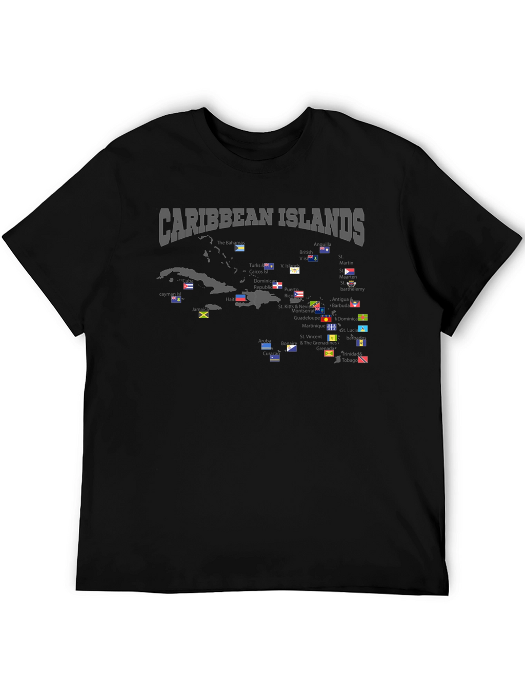 Caribbean Islands Flag Map T-Shirt