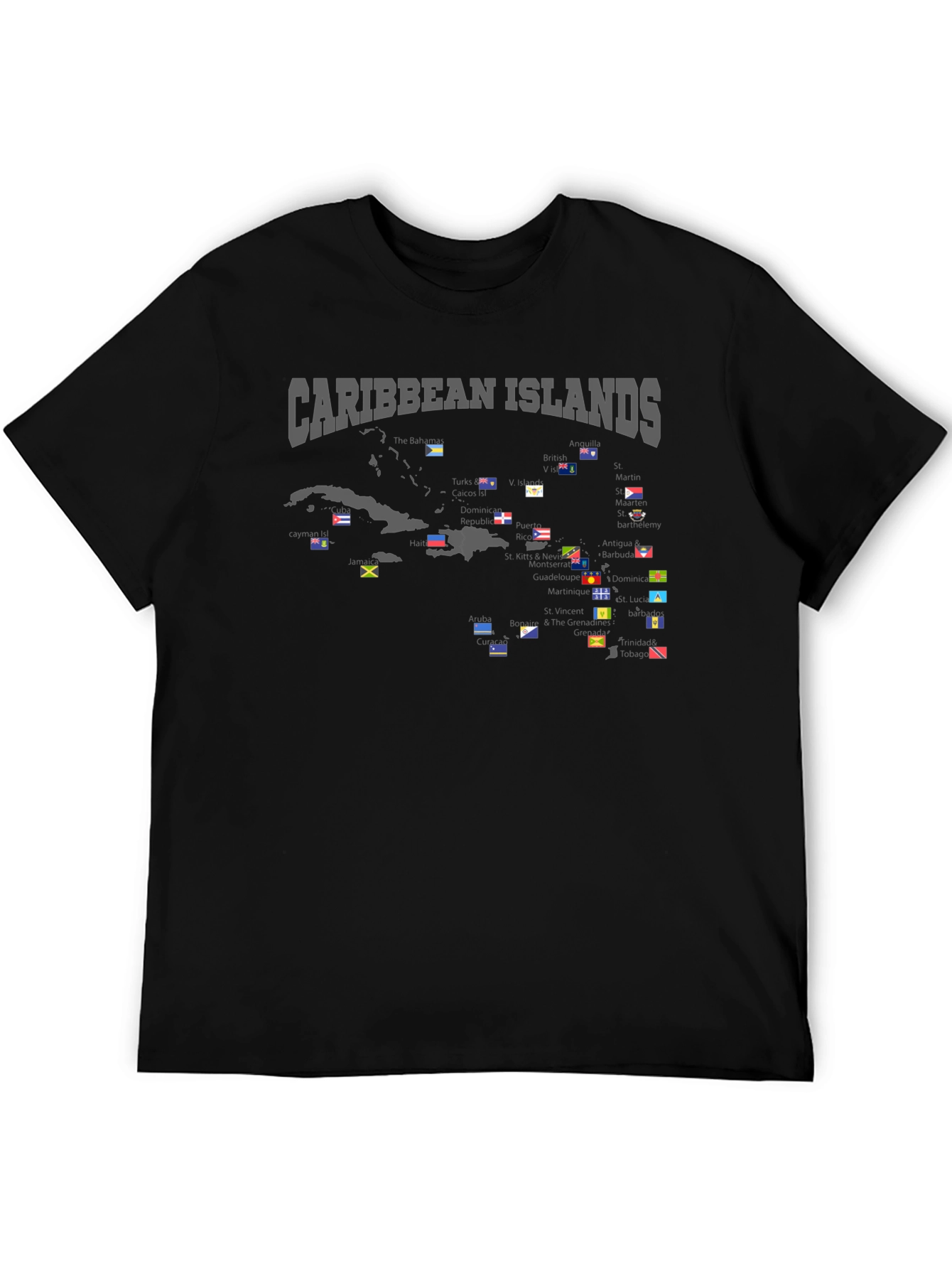 Caribbean Islands Flag Map T-Shirt