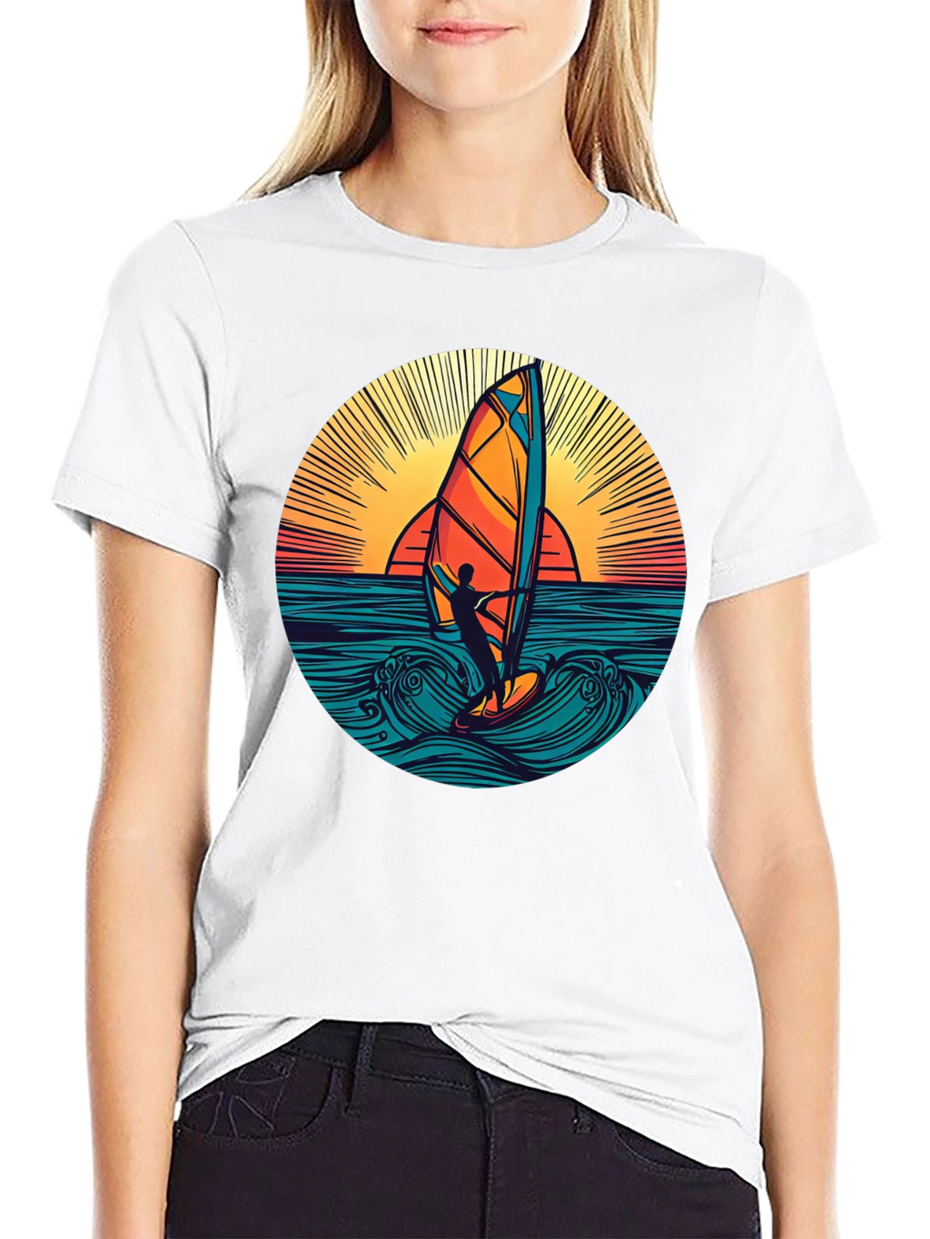 Windsurfer Sunset Graphic T-Shirt