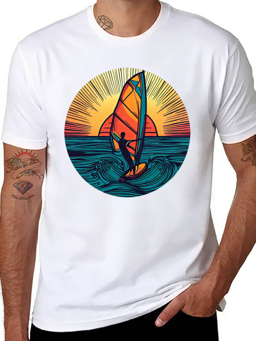 Windsurfer Sunset Graphic T-Shirt
