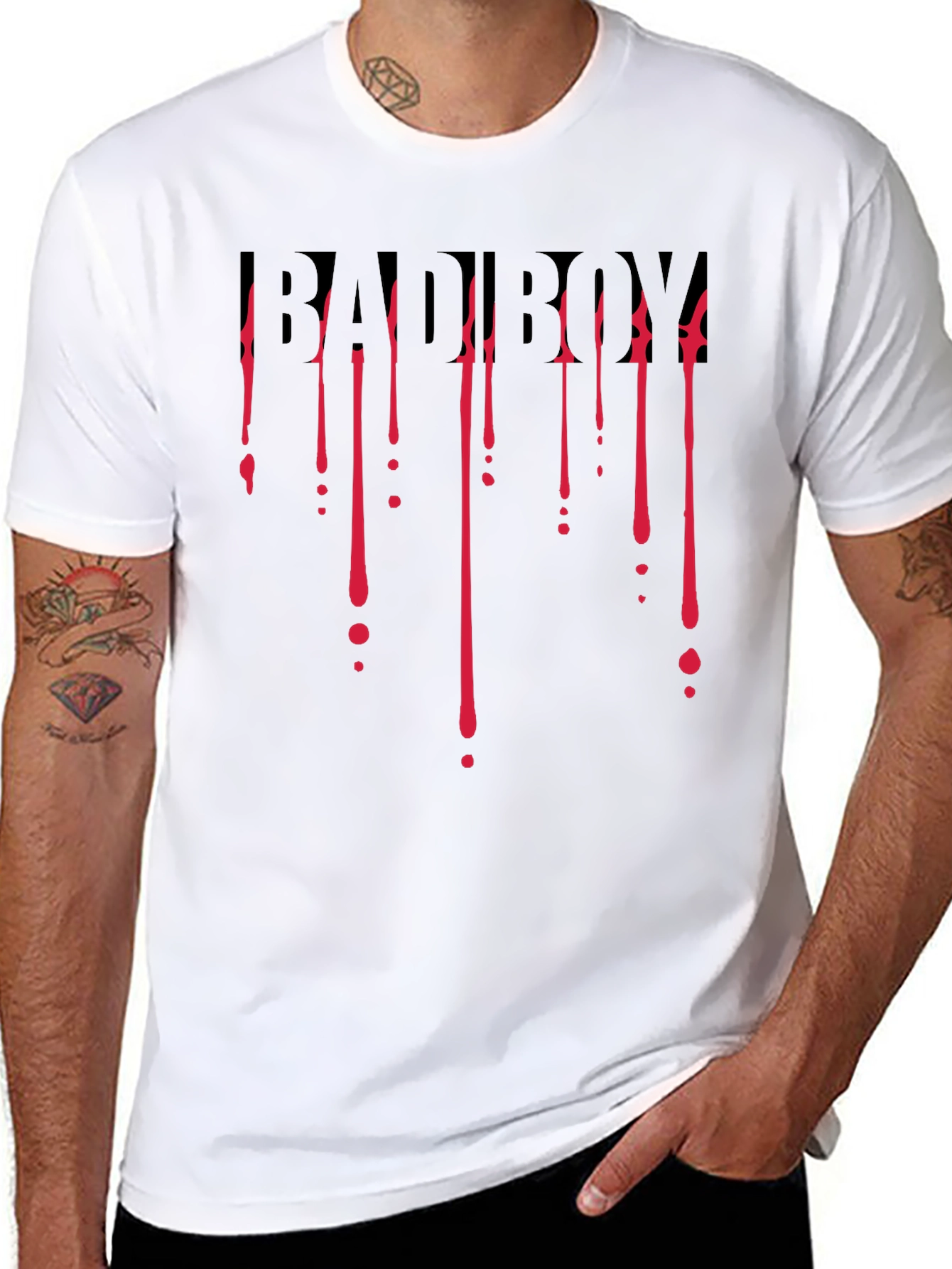 Bad Boy Dripping Blood Graphic Black T-Shirt