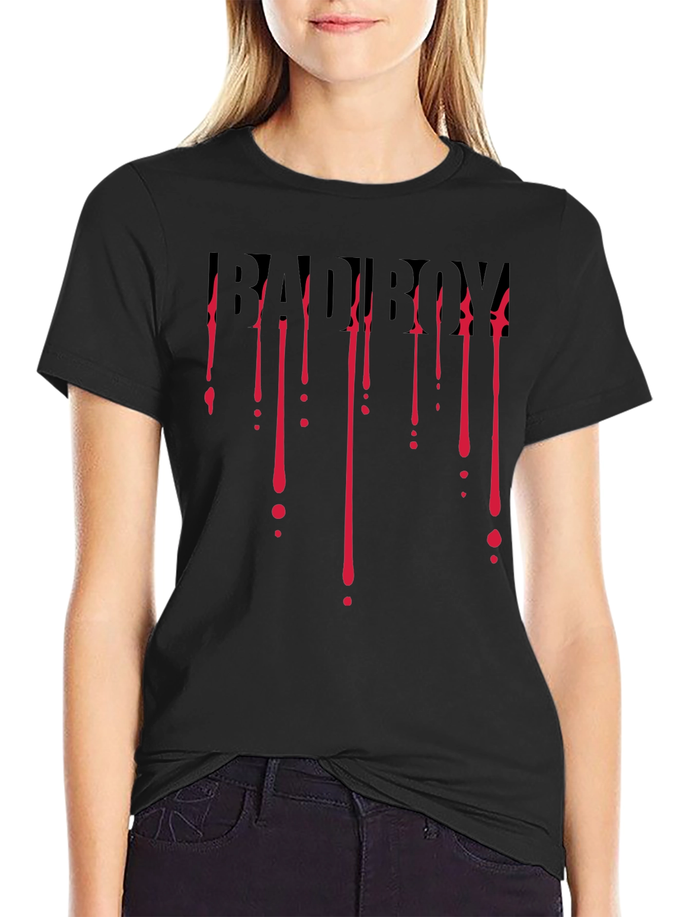 Bad Boy Dripping Blood Graphic Black T-Shirt