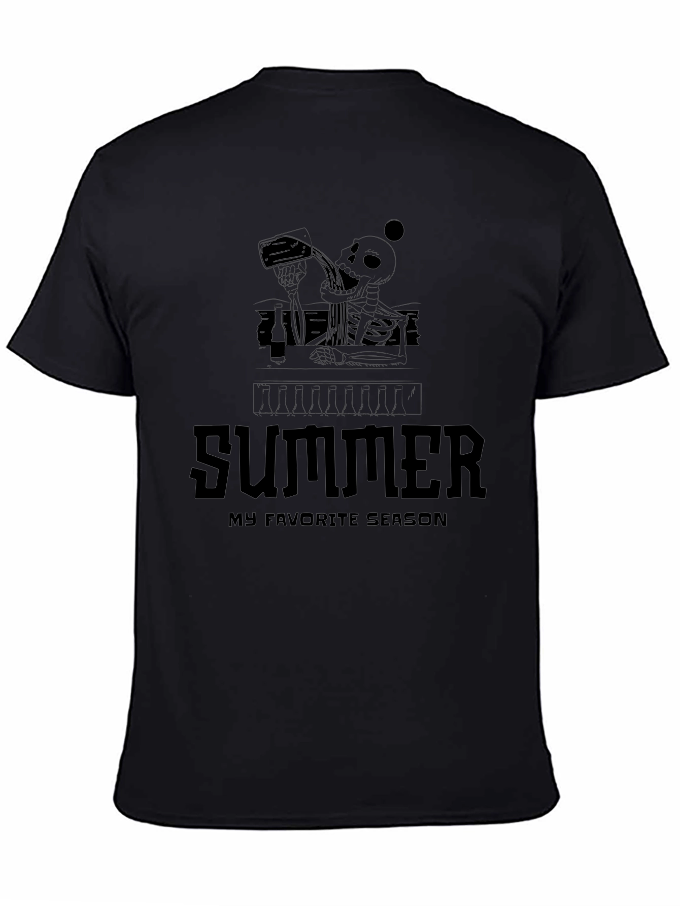 Summer Skeleton Graphic Tee - Mens Black T-Shirt