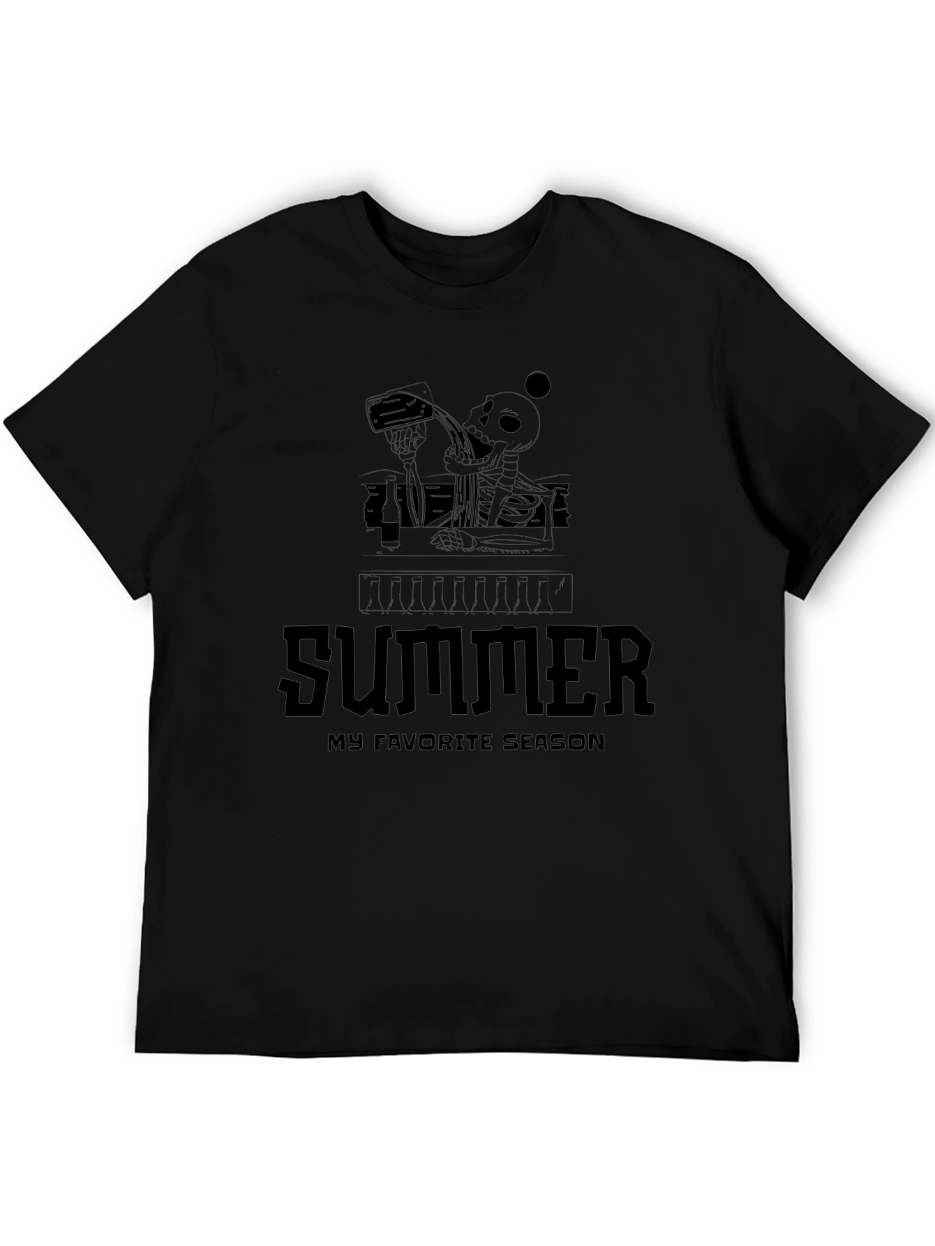 Summer Skeleton Graphic Tee - Mens Black T-Shirt