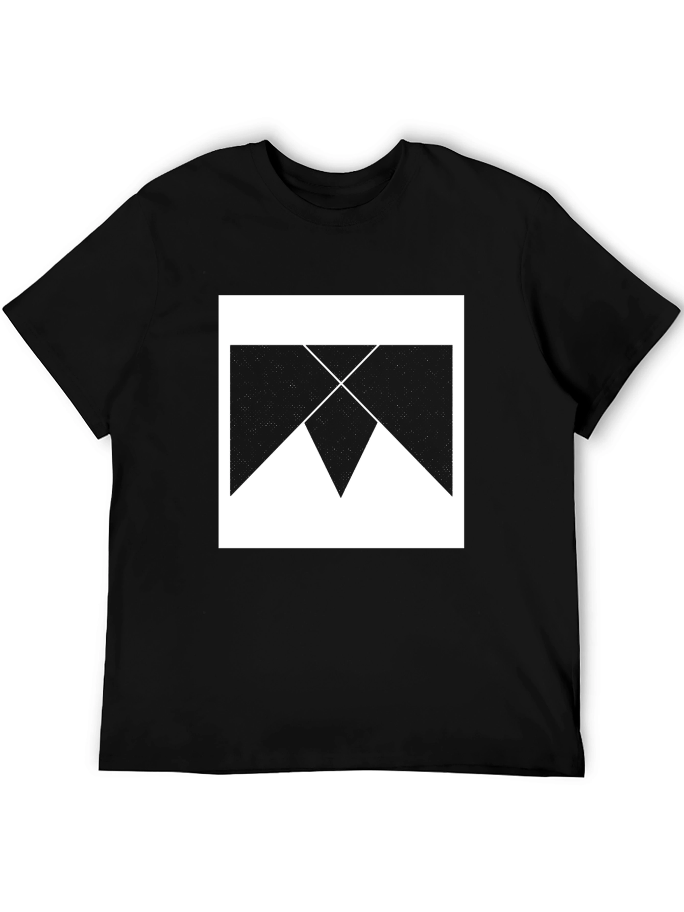 Geometric Print Black Cotton T-Shirt
