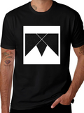 Geometric Print Black Cotton T-Shirt