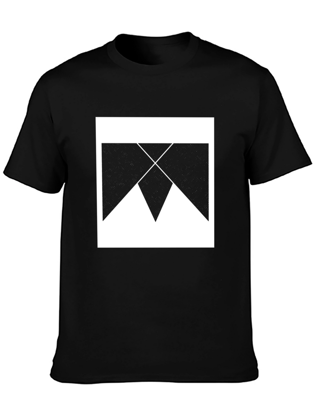 Geometric Print Black Cotton T-Shirt