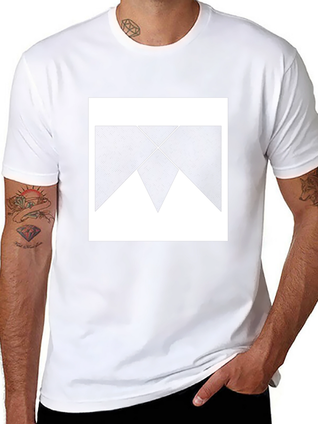 Geometric Print Black Cotton T-Shirt
