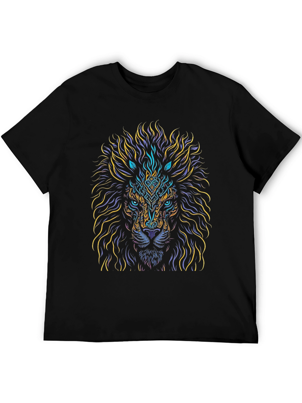 Lion Art Graphic Print Black T-Shirt