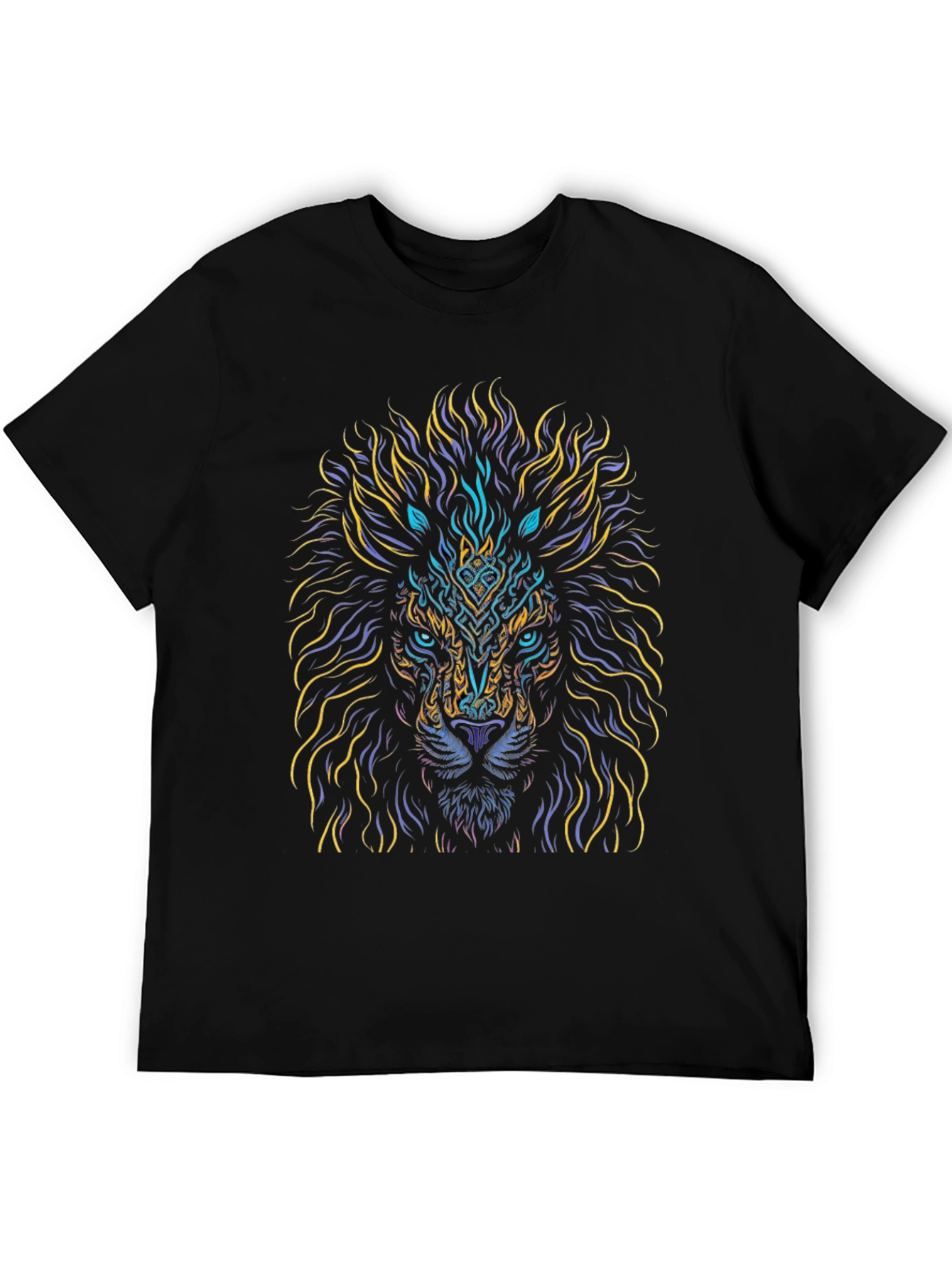 Lion Art Graphic Print Black T-Shirt