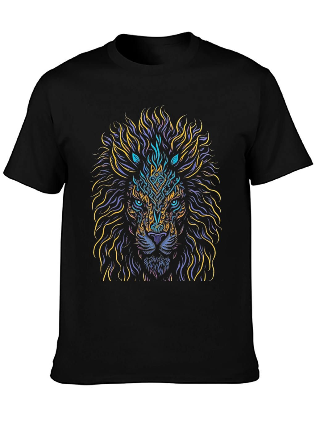 Lion Art Graphic Print Black T-Shirt