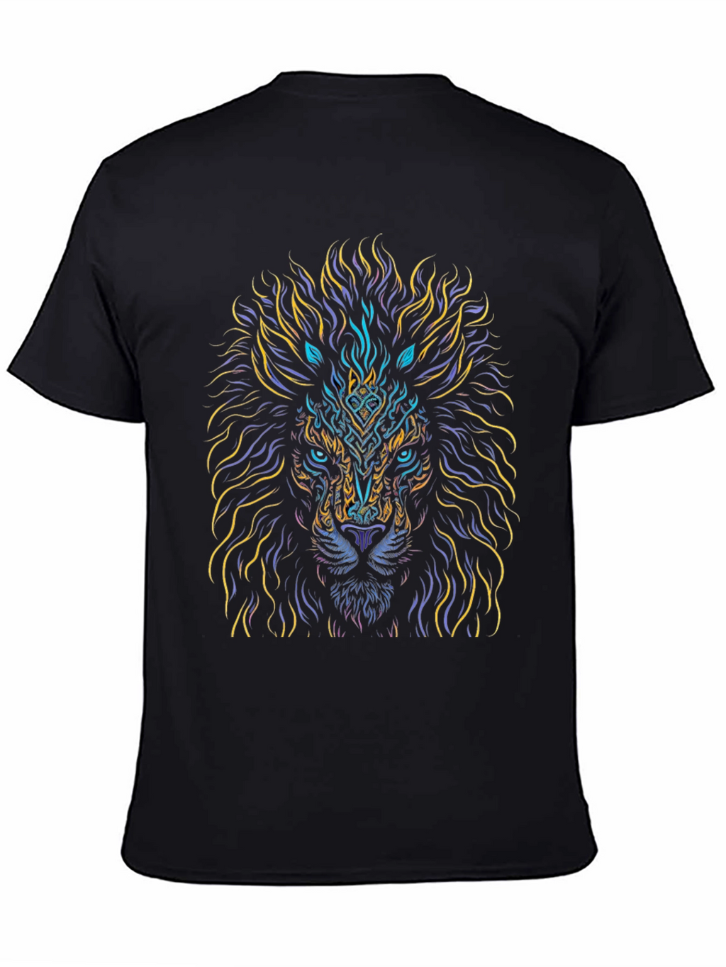 Lion Art Graphic Print Black T-Shirt