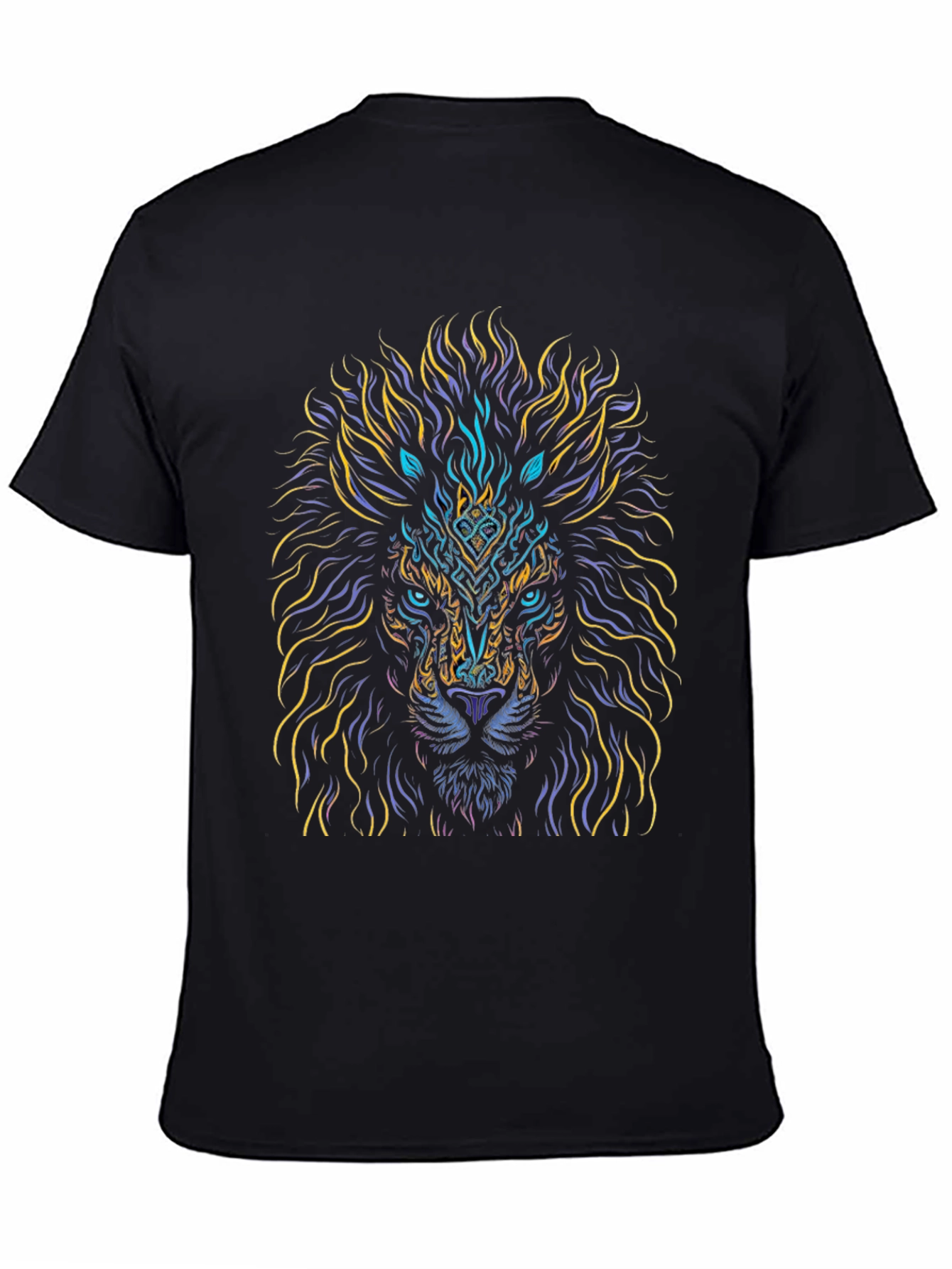 Lion Art Graphic Print Black T-Shirt